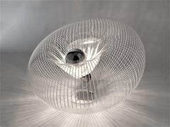 1960s Exceptional  Massimo Vignelli style Mouth Blowed Glass Table Lamp , Italy