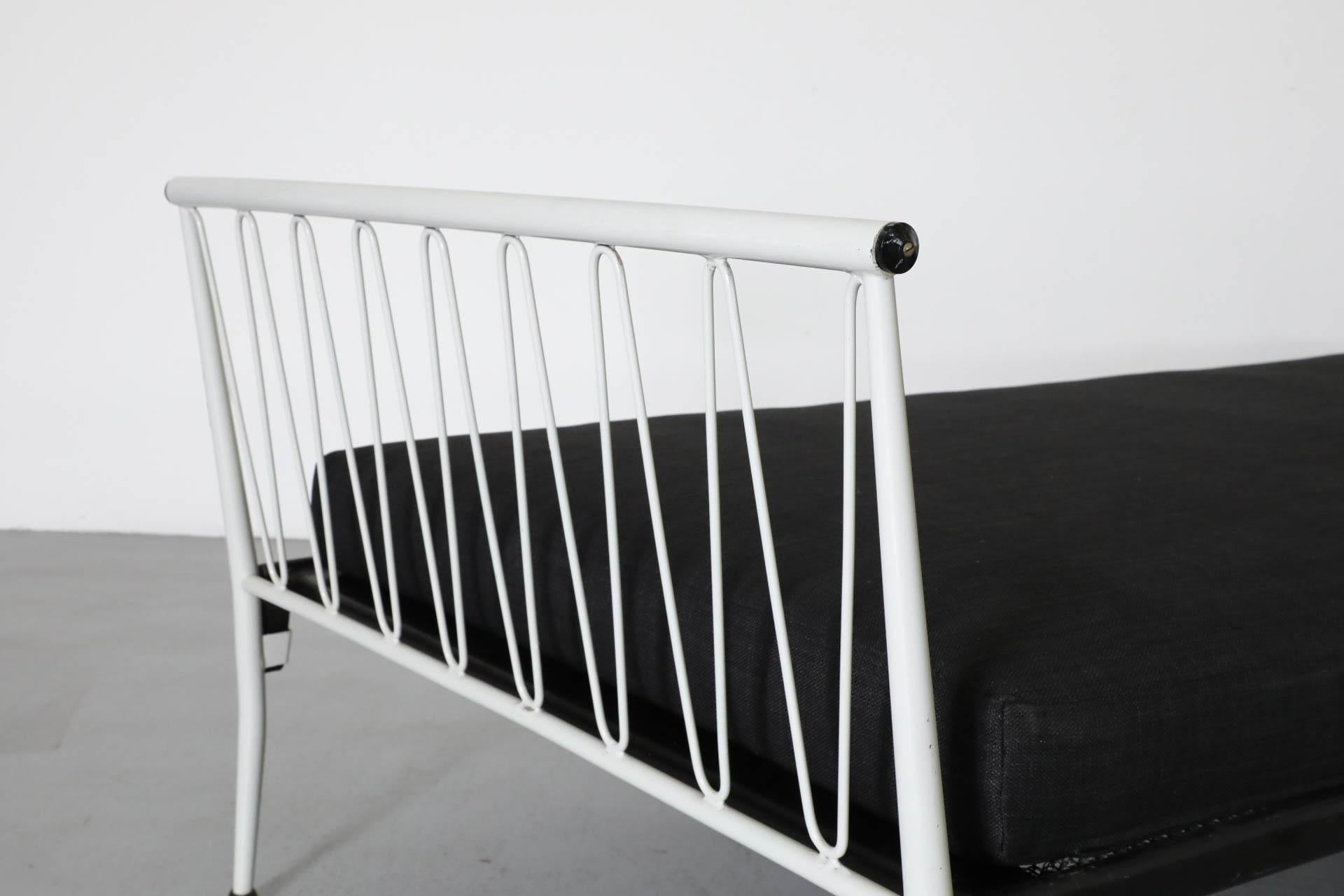 1950s Mategot Inspired Single Bed in Chartreuse & White with New Black Mattress For Sale 2