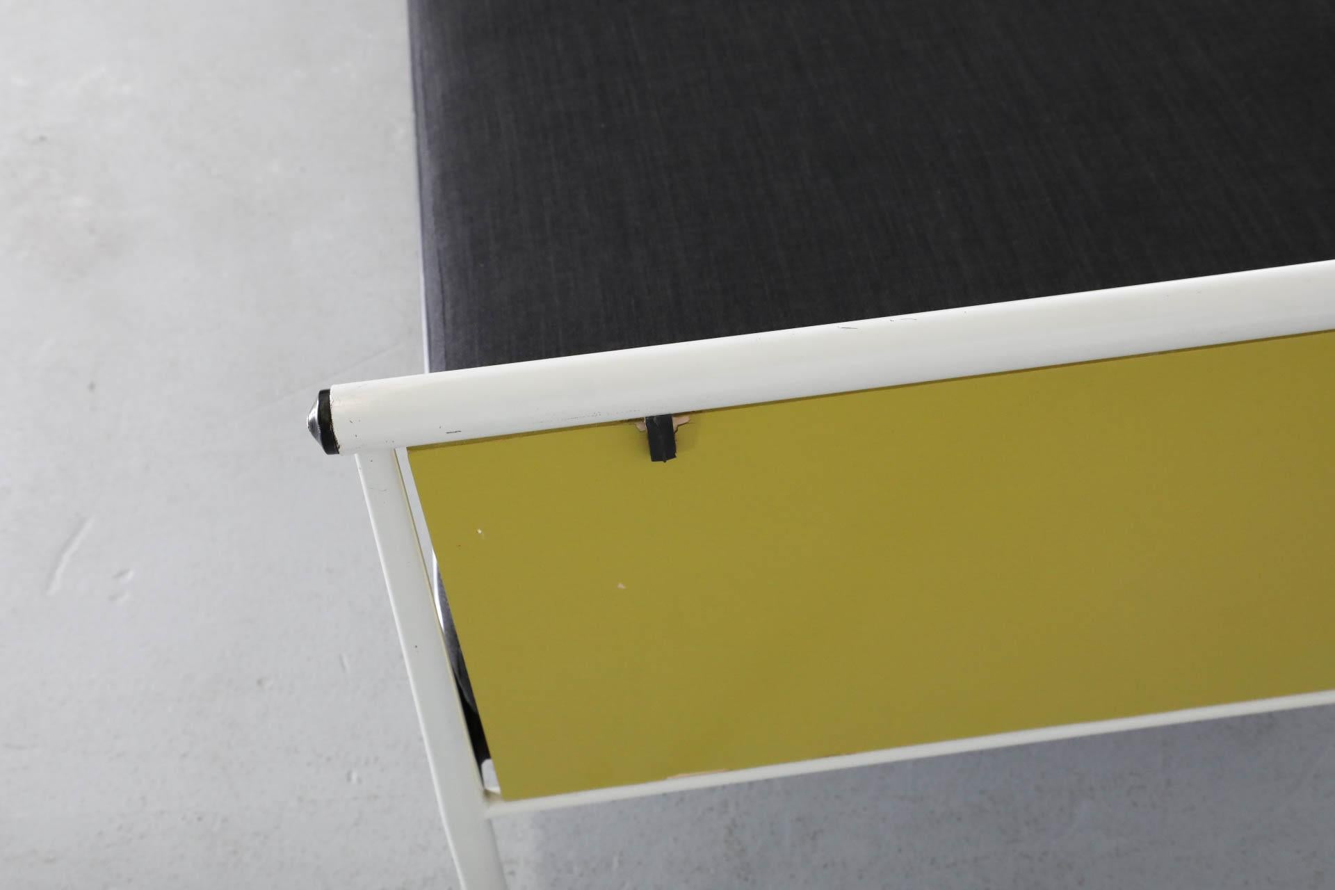 1950s Mategot Inspired Single Bed in Chartreuse & White with New Black Mattress For Sale 6