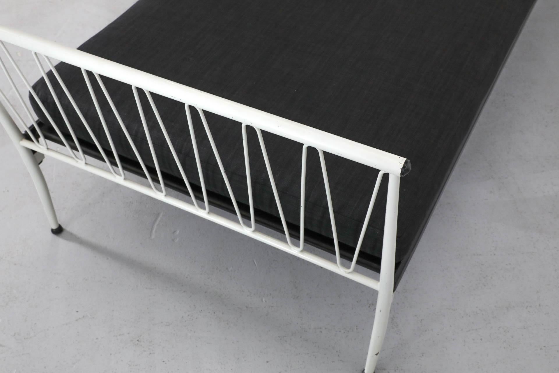 1950s Mategot Inspired Single Bed in Chartreuse & White with New Black Mattress For Sale 9