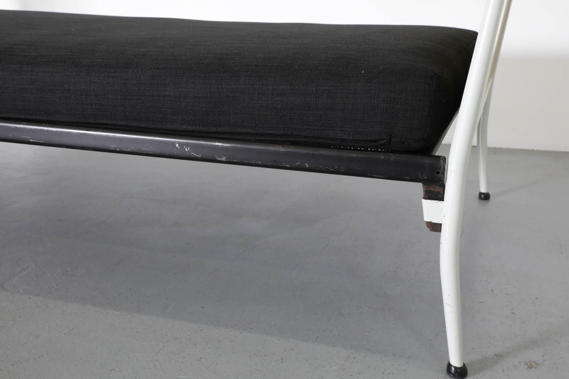 1950s Mategot Inspired Single Bed in Chartreuse & White with New Black Mattress For Sale 10
