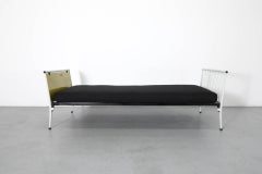 1950s Mategot Inspired Single Bed in Chartreuse & White with New Black Mattress