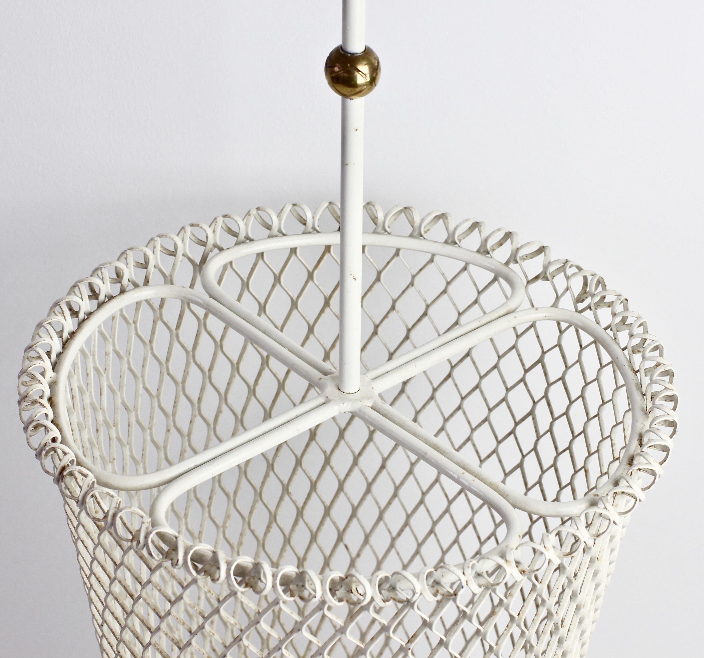 1950s Mathieu Matégot Style French White Perforated Metal Umbrella Stand/Holder 3