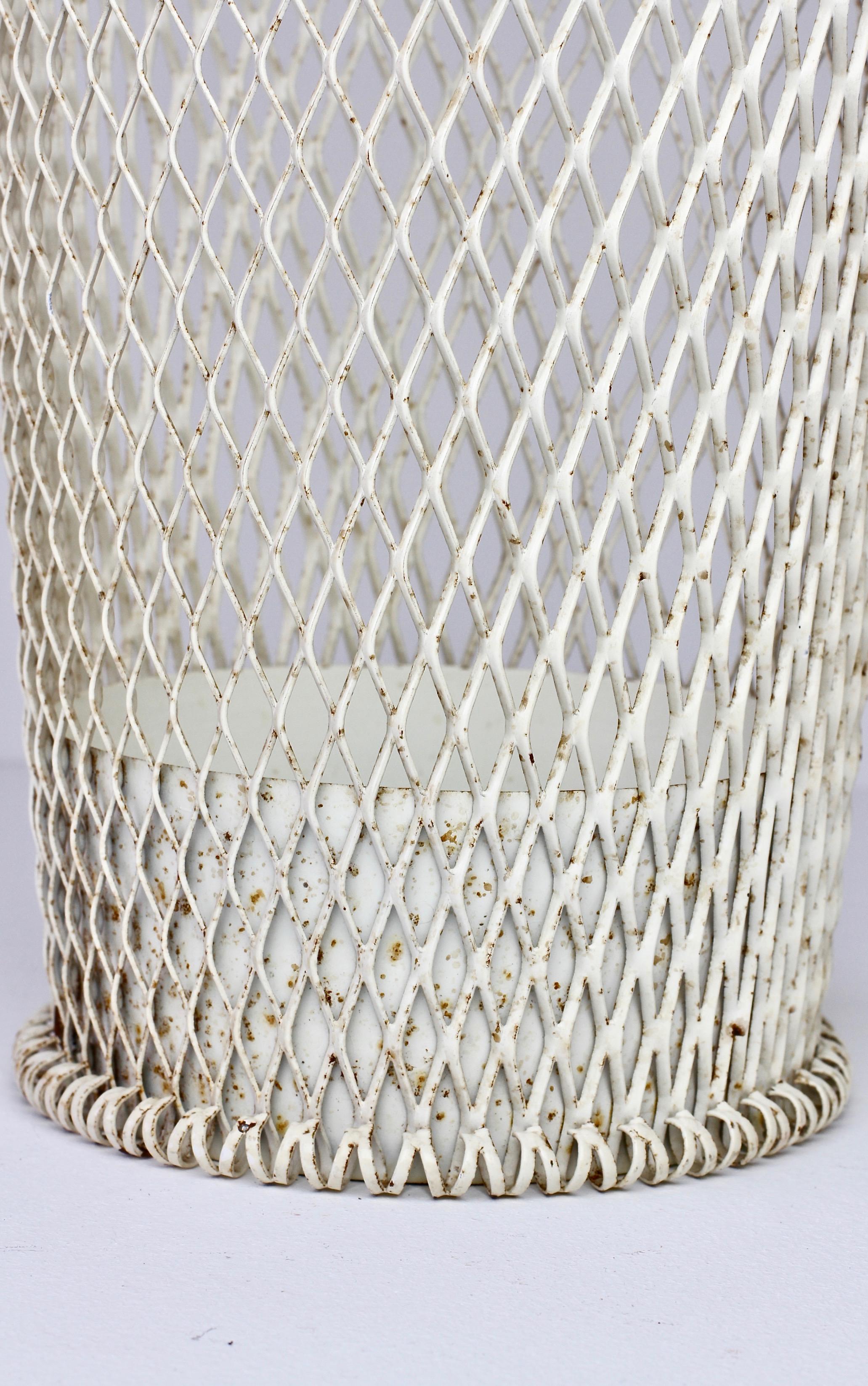 1950s Mathieu Matégot Style French White Perforated Metal Umbrella Stand/Holder 4