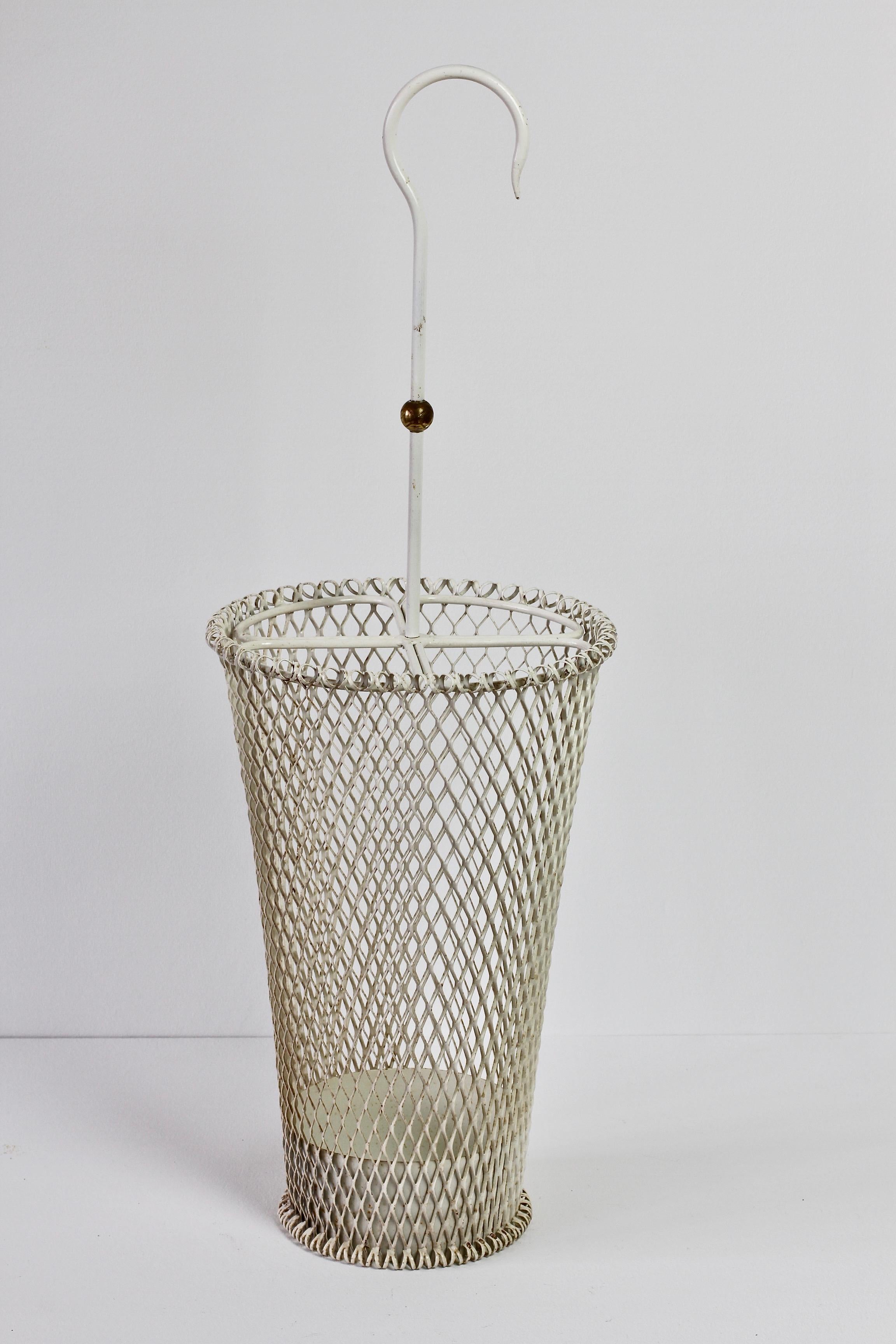 1950s Mathieu Matégot Style French White Perforated Metal Umbrella Stand/Holder 6
