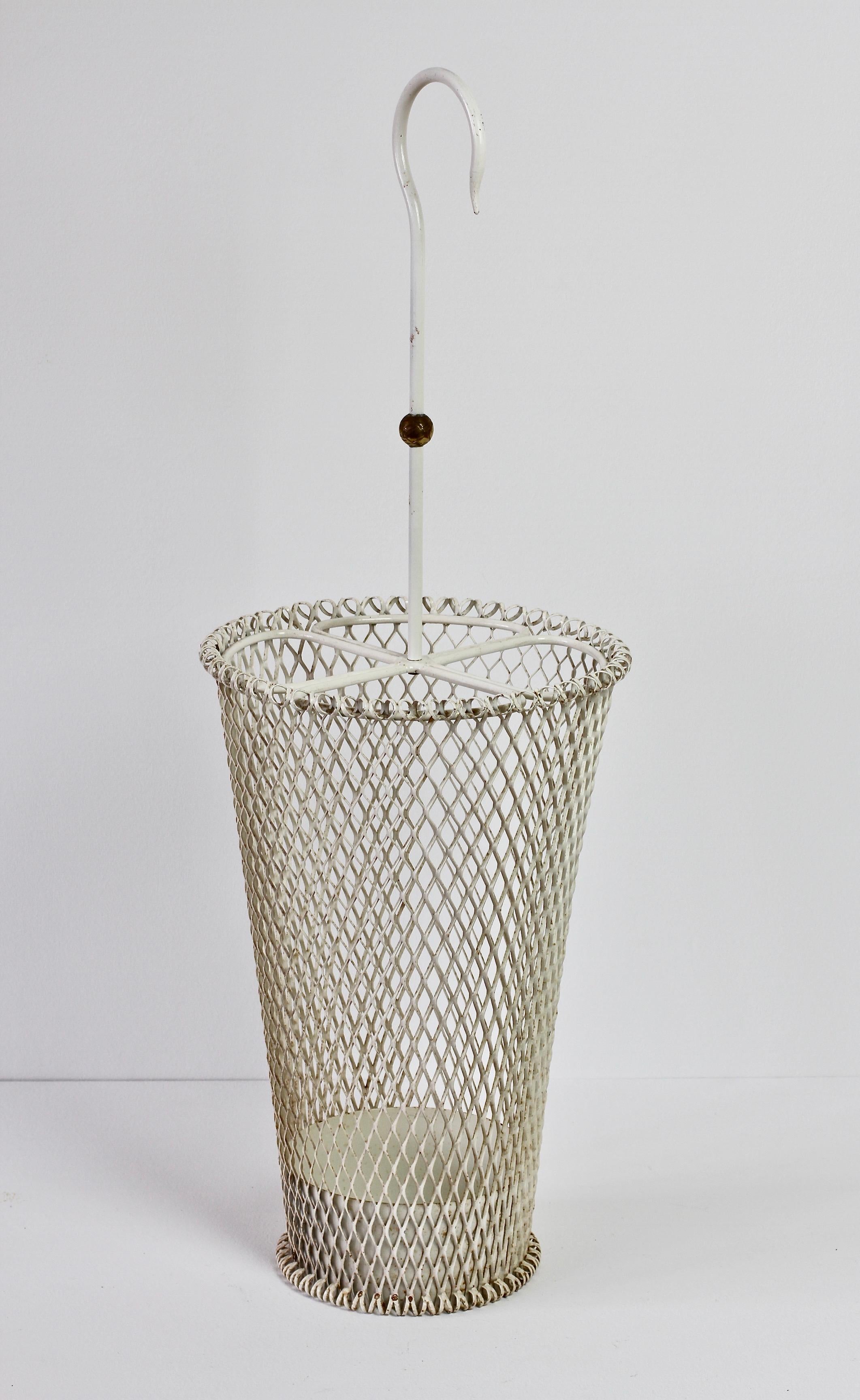 1950s Mathieu Matégot Style French White Perforated Metal Umbrella Stand/Holder In Good Condition In Landau an der Isar, Bayern