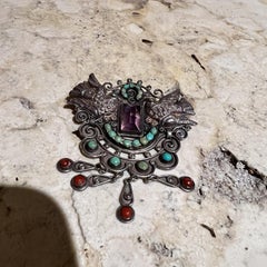 1950s Matilde Poulat Sterling Jeweled Pin Brooch Matl Mexico