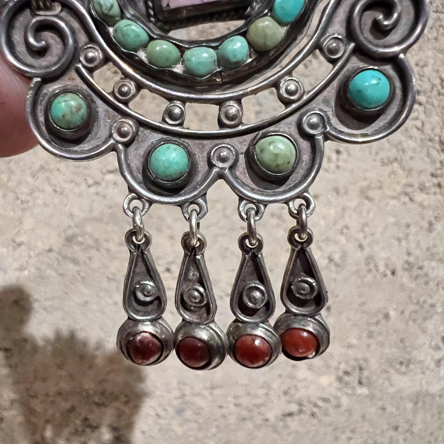 1950s Matilde Poulat Sterling Jeweled Pin Brooch Matl Mexico 1