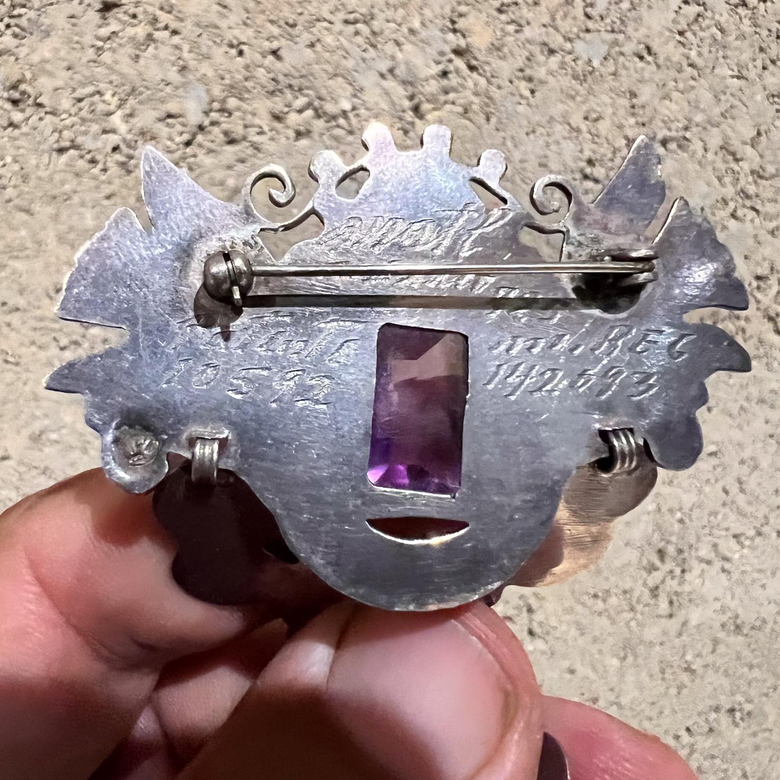 1950s Matilde Poulat Sterling Jeweled Pin Brooch Matl Mexico 2