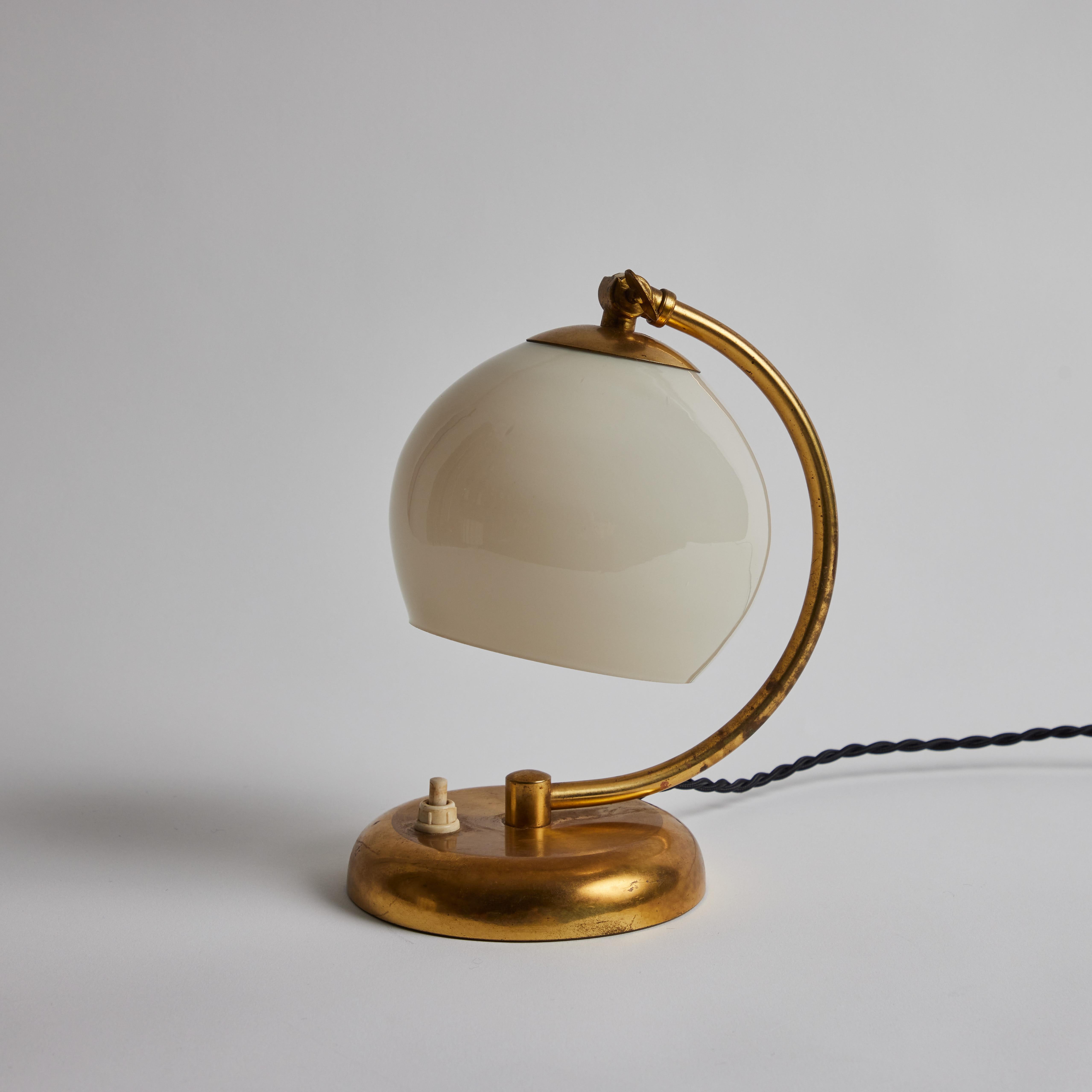 1950s Mauri Almari Brass and Opaline Glass Table Lamp for Idman Oy 4