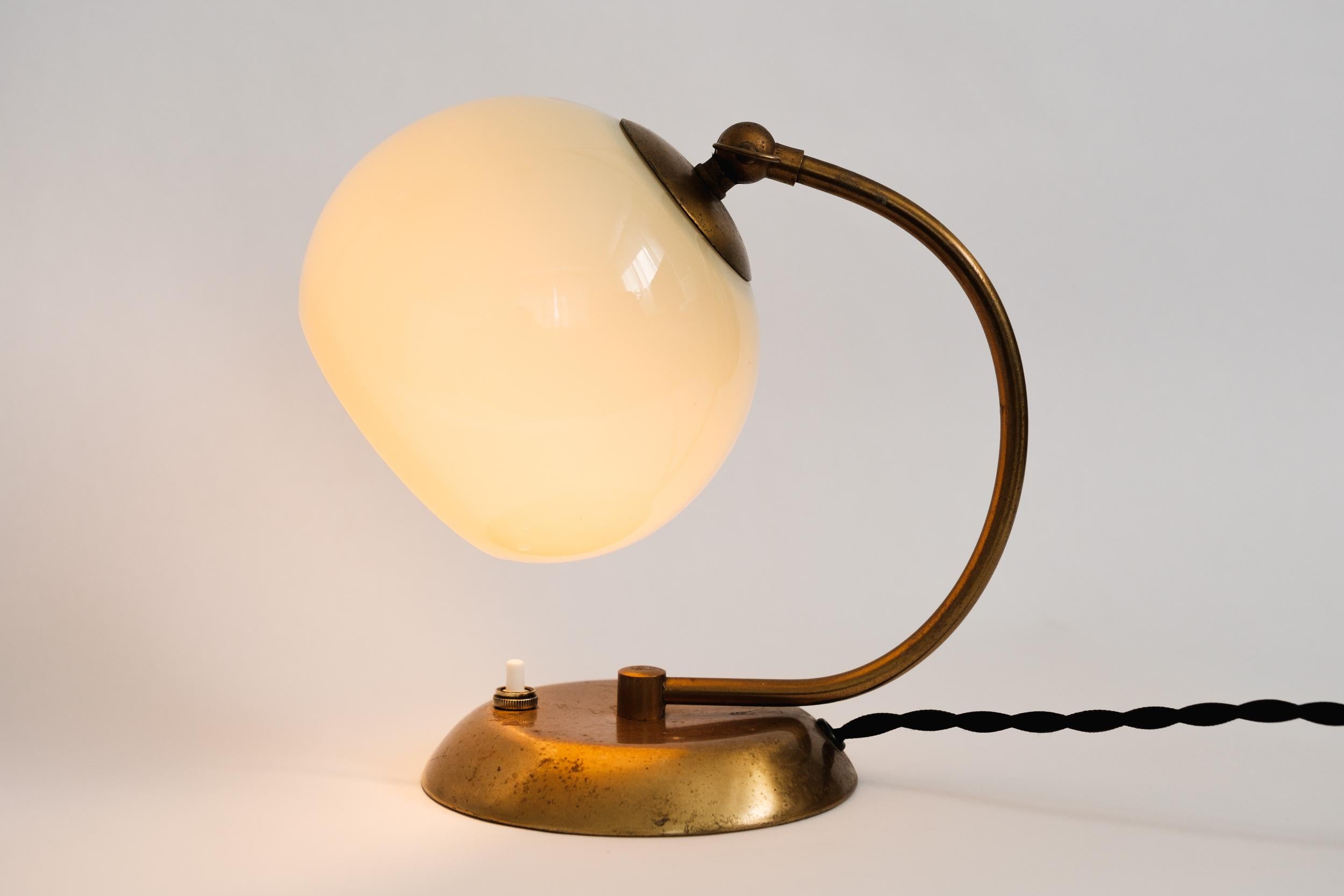 1950s Mauri Almari Brass and Opaline Glass Table Lamp for Idman Oy 6