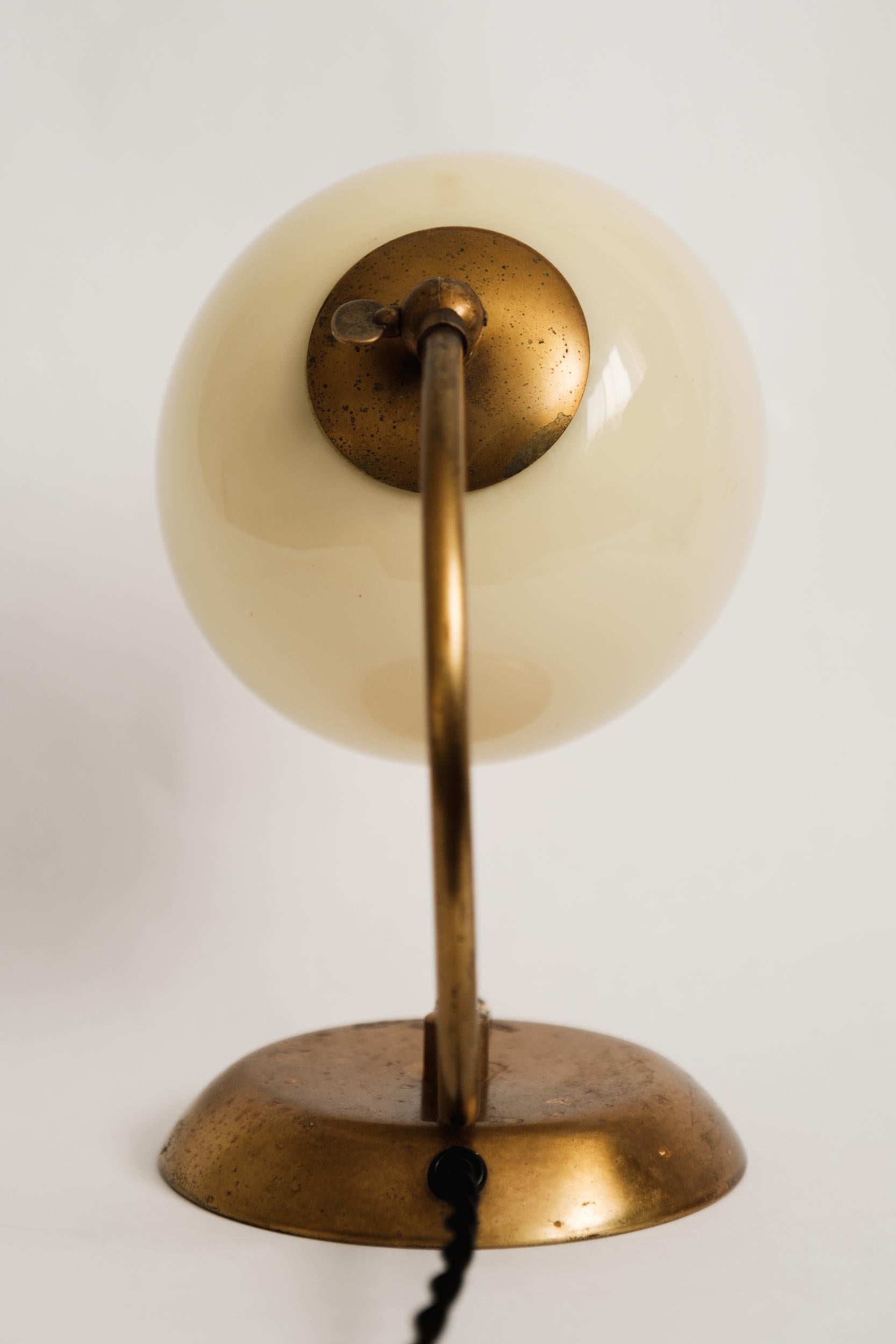 1950s Mauri Almari Brass and Opaline Glass Table Lamp for Idman Oy 9