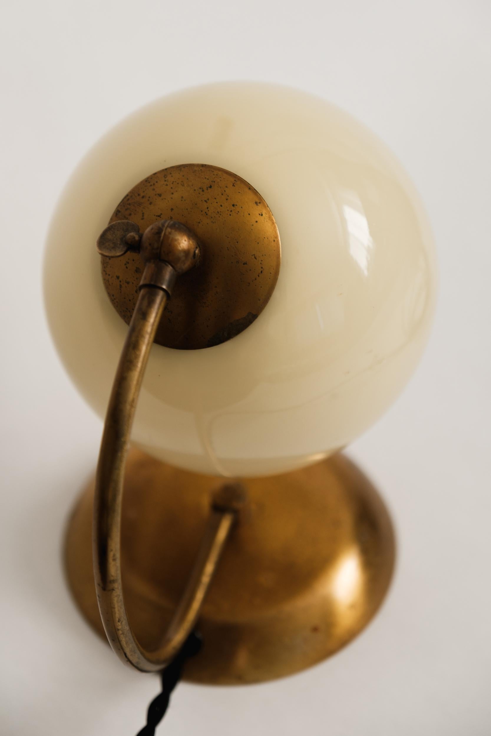 1950s Mauri Almari Brass and Opaline Glass Table Lamp for Idman Oy 12