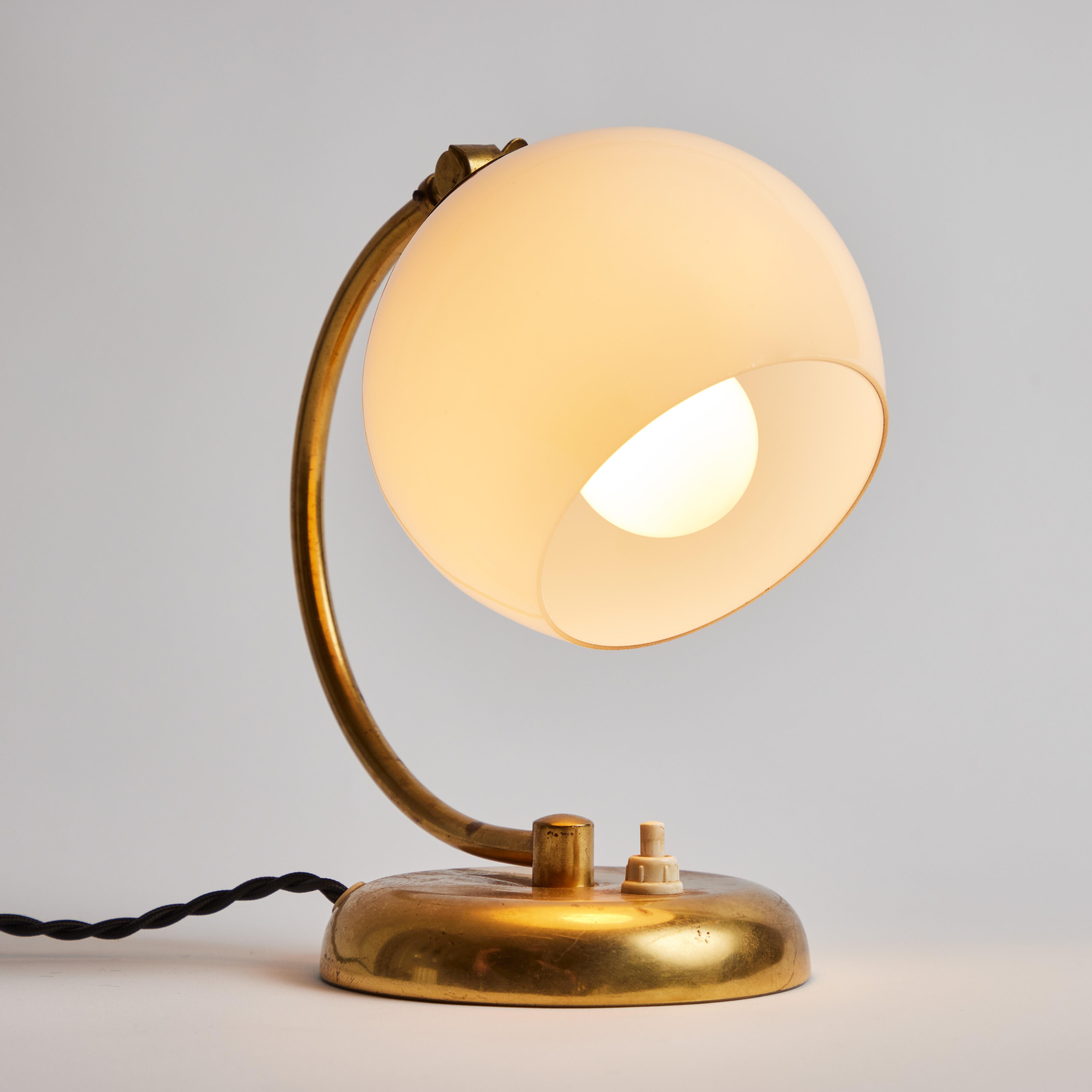 Mid-20th Century 1950s Mauri Almari Brass and Opaline Glass Table Lamp for Idman Oy