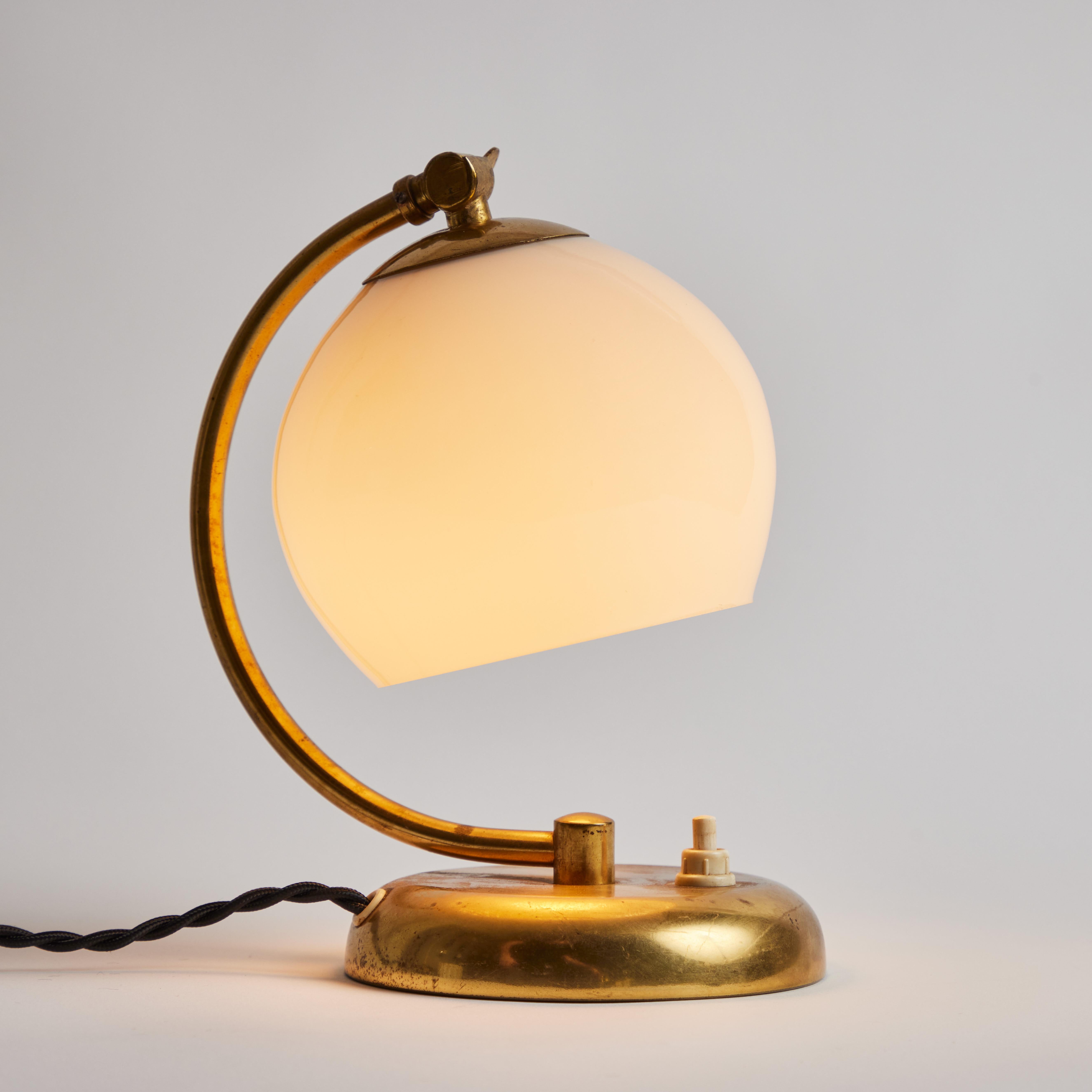 1950s Mauri Almari Brass and Opaline Glass Table Lamp for Idman Oy 1