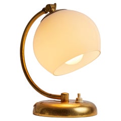 1950s Mauri Almari Brass and Opaline Glass Table Lamp for Idman Oy