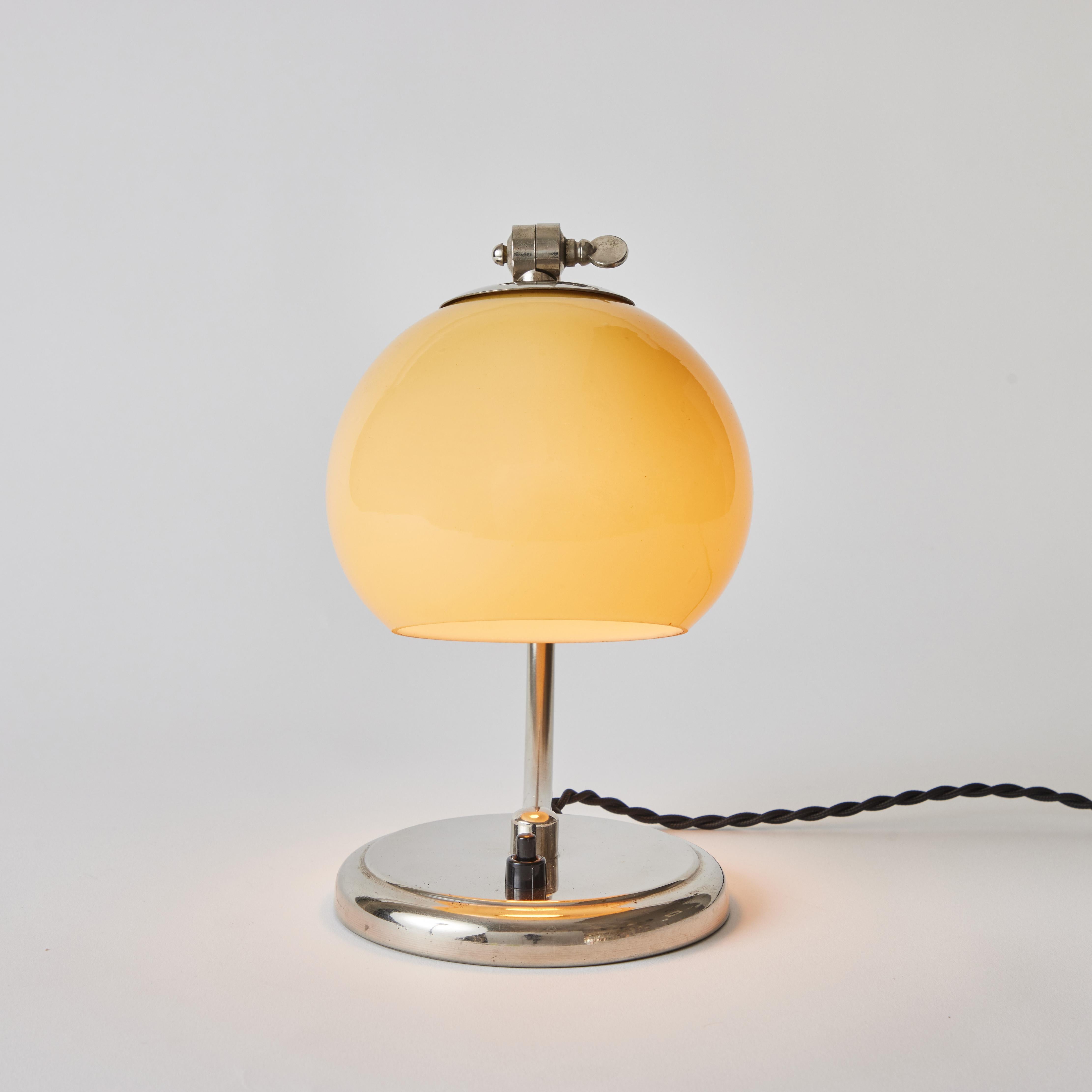 Mid-20th Century 1950s Mauri Almari Chrome and Opaline Glass Table Lamp for Idman Oy For Sale