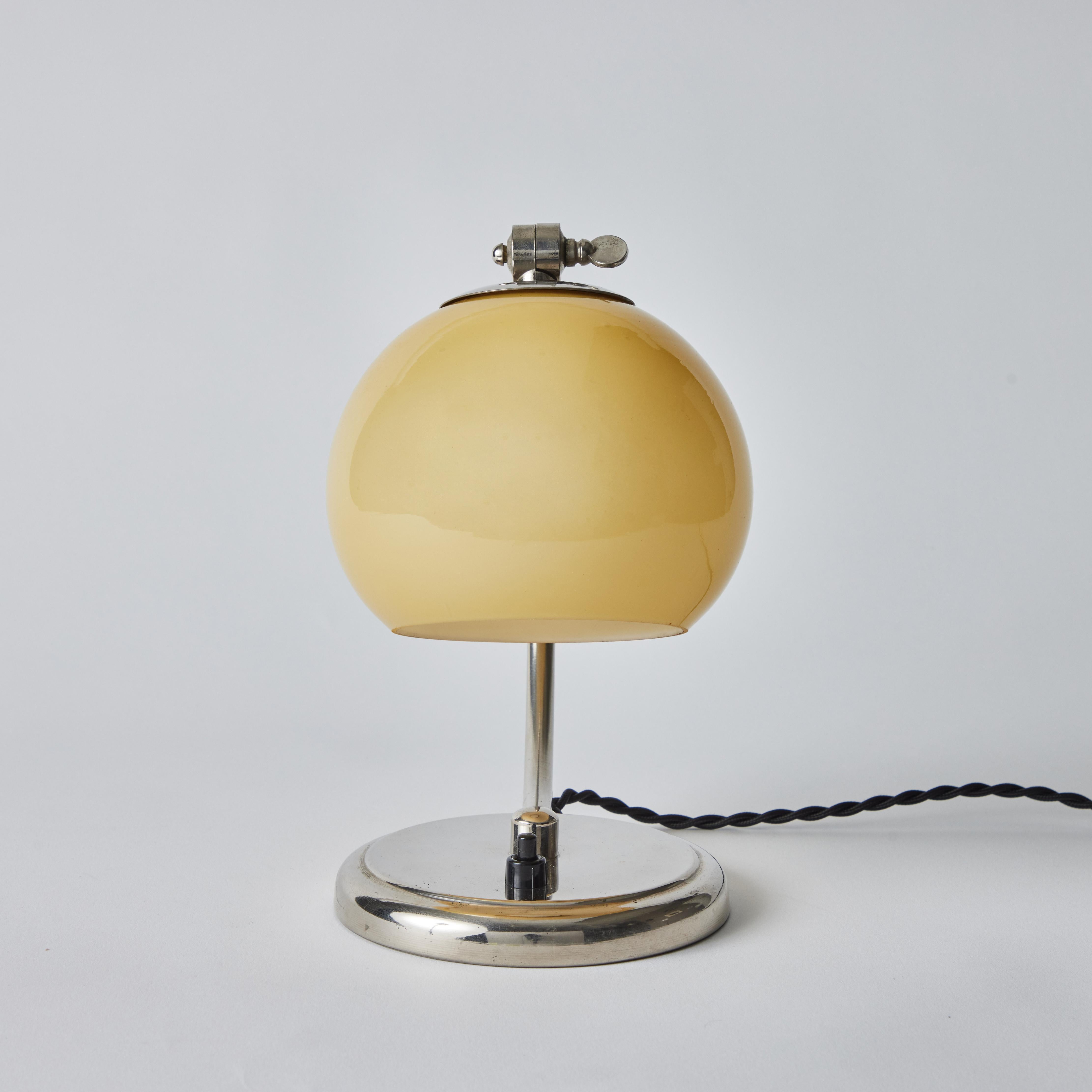 Blown Glass 1950s Mauri Almari Chrome and Opaline Glass Table Lamp for Idman Oy For Sale