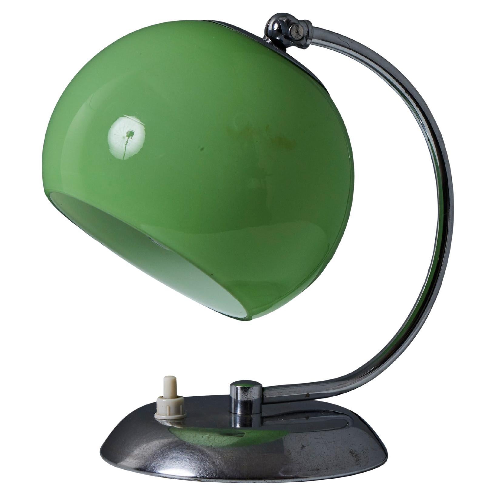 1950s Mauri Almari Chrome and Opaline Green Glass Table Lamp for Idman Oy en venta