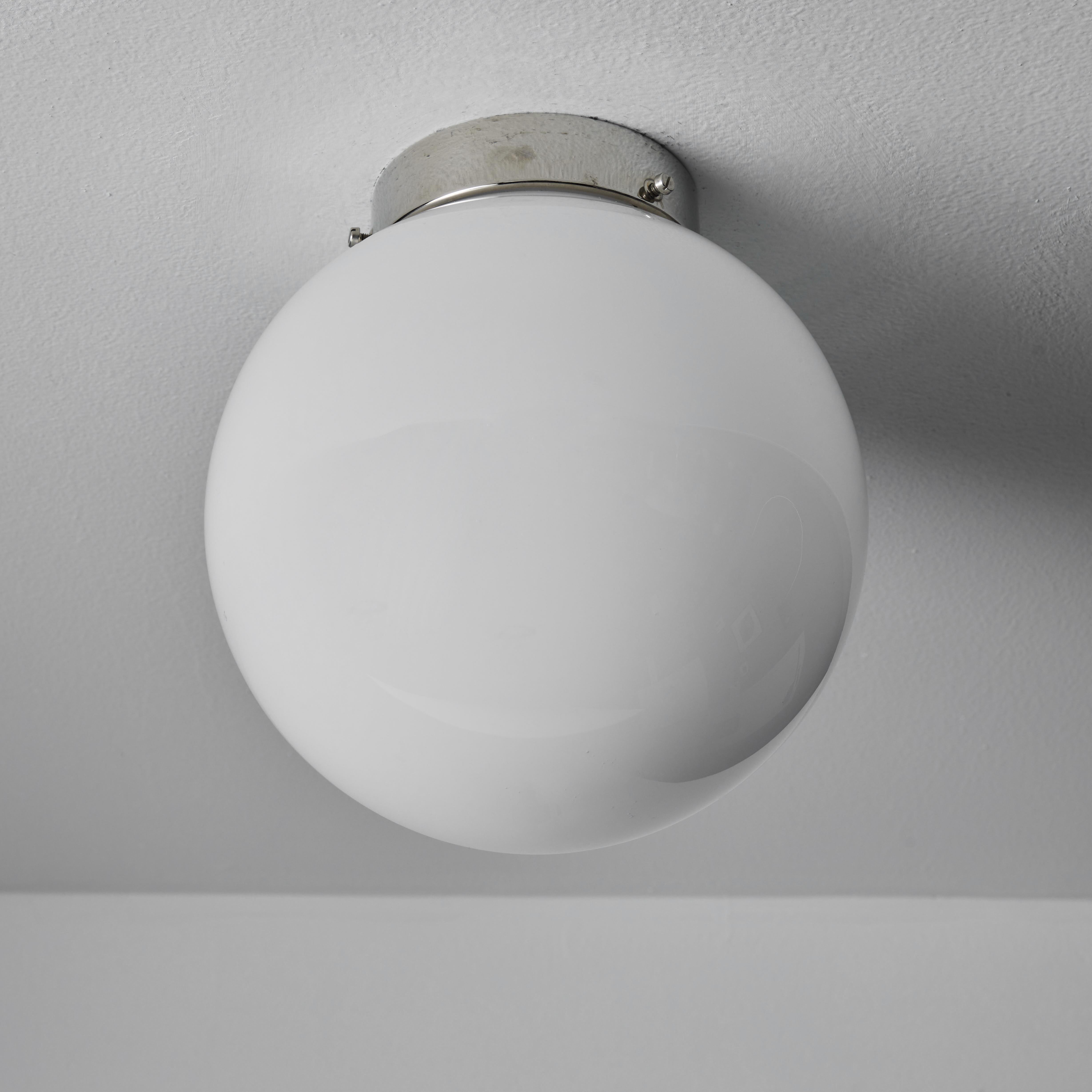 Opaline Glass 1950s Mauri Almari Glass & Metal Wall or Ceiling Lamp for Itsu