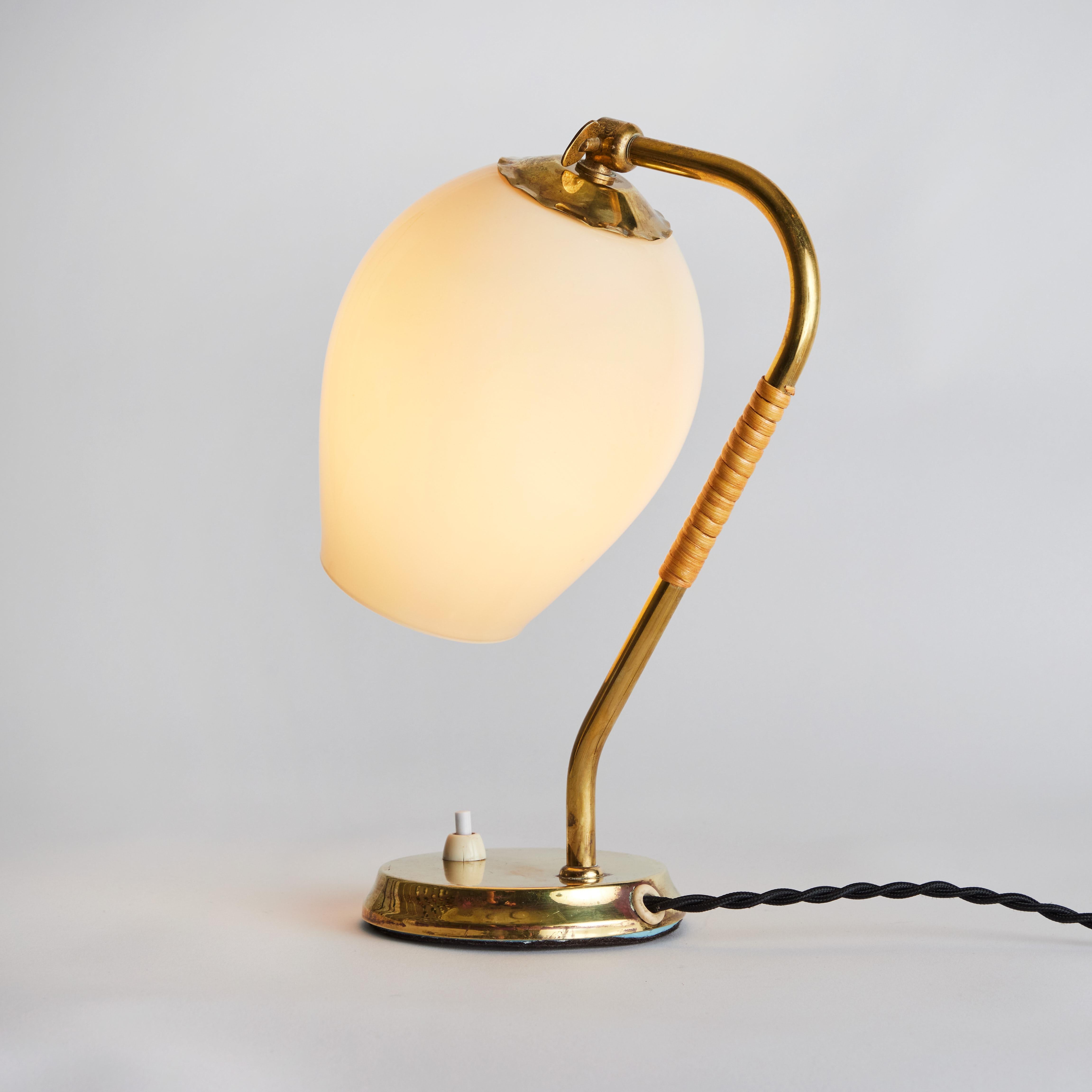 1950s Mauri Almari Glass & Rattan Table Lamp for Idman Oy, Finland 9