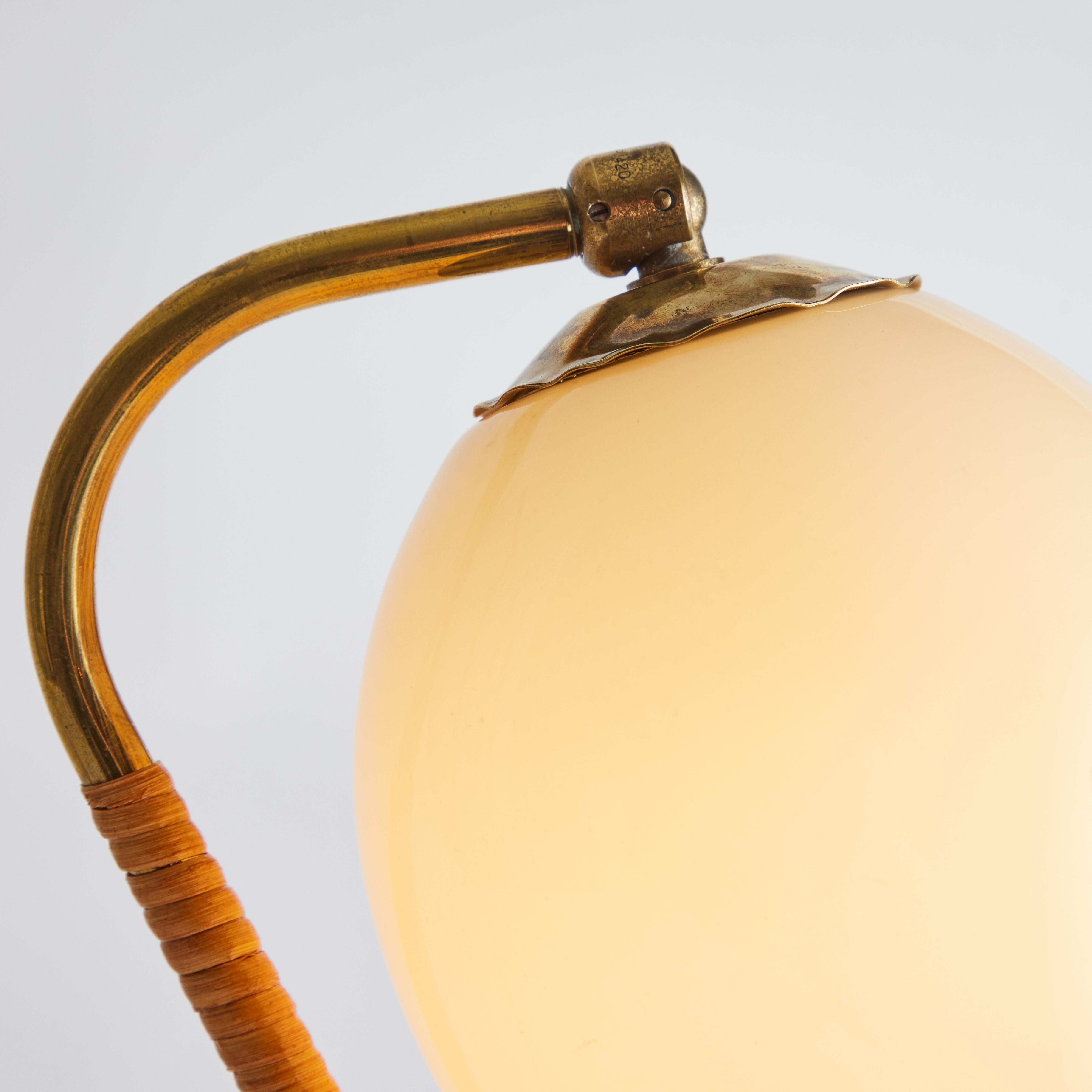 1950s Mauri Almari Glass & Rattan Table Lamp for Idman Oy, Finland 2