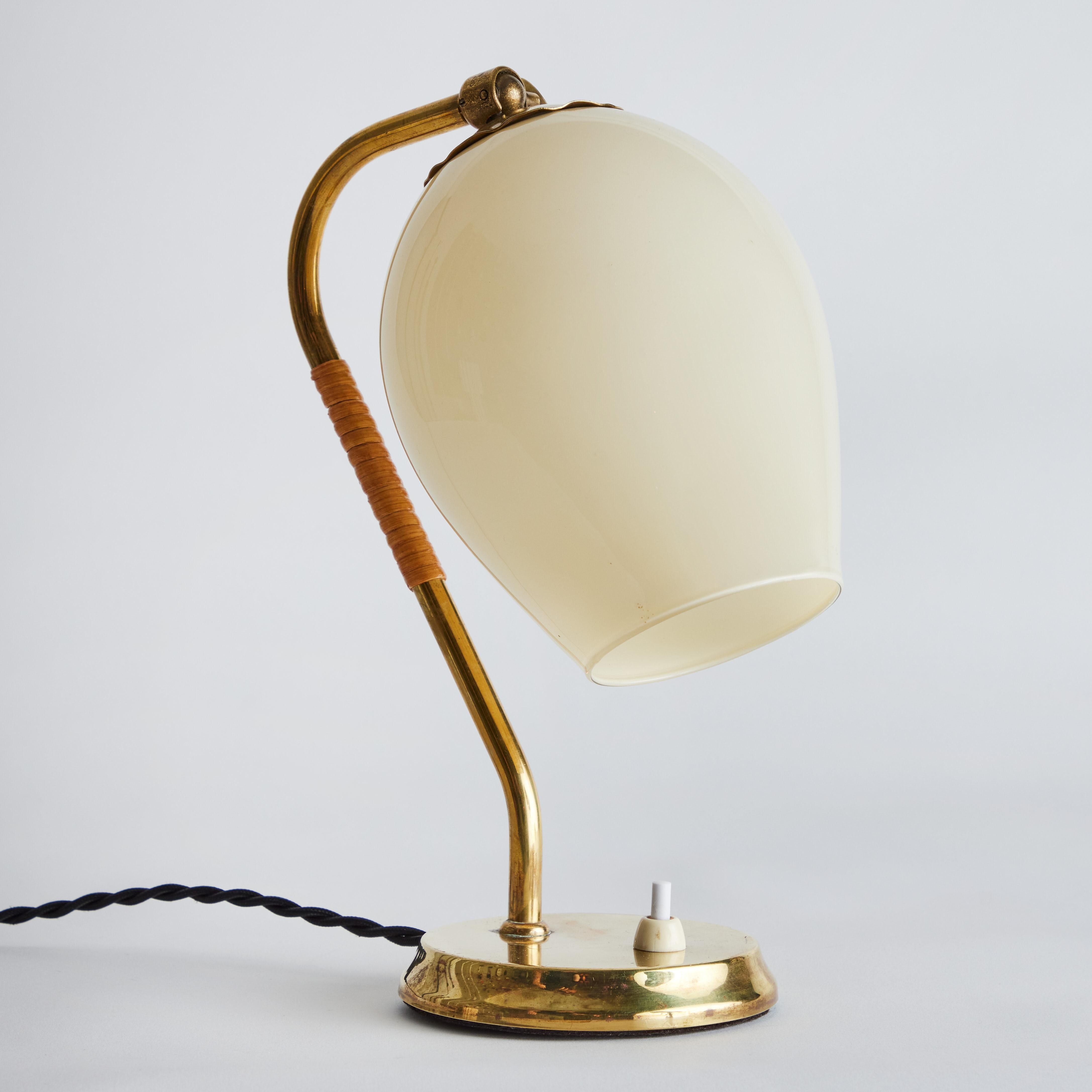 1950s Mauri Almari Glass & Rattan Table Lamp for Idman Oy, Finland 5