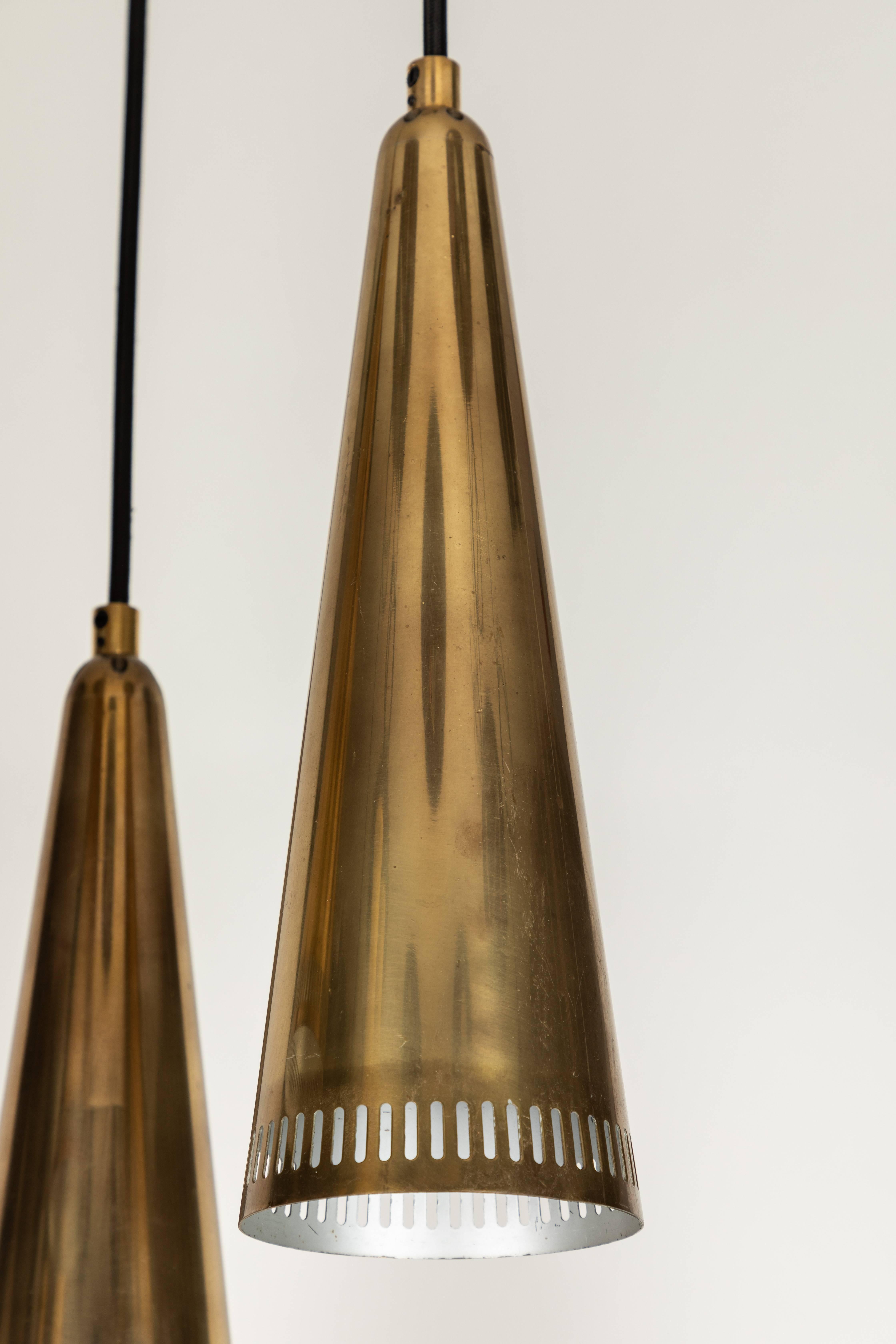 Brass 1950s Mauri Almari 'K2-48' Chandelier for Idman