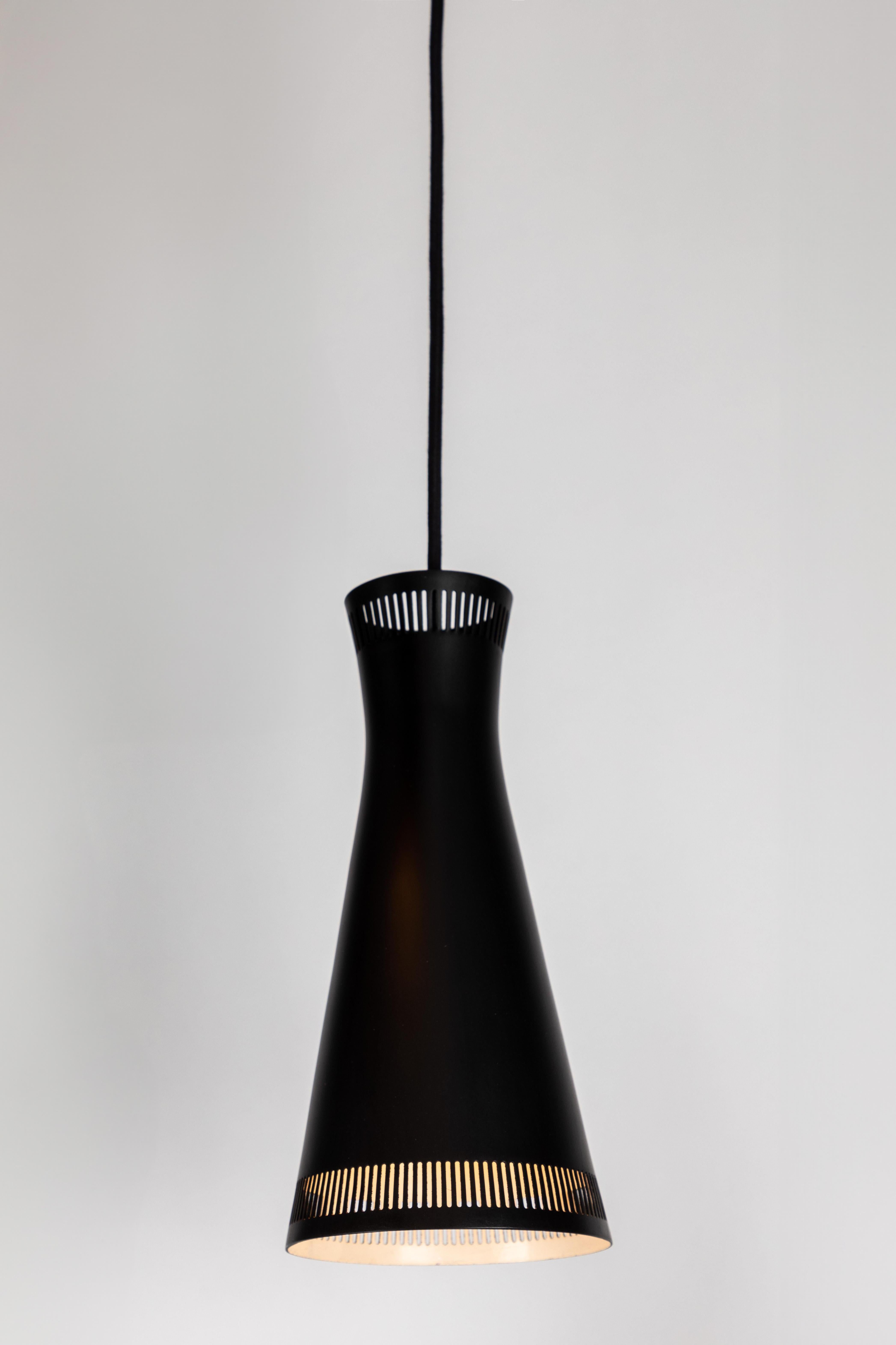 Mid-20th Century 1950s Mauri Almari Perforated Black Metal Pendant for Idman Oy Finland For Sale