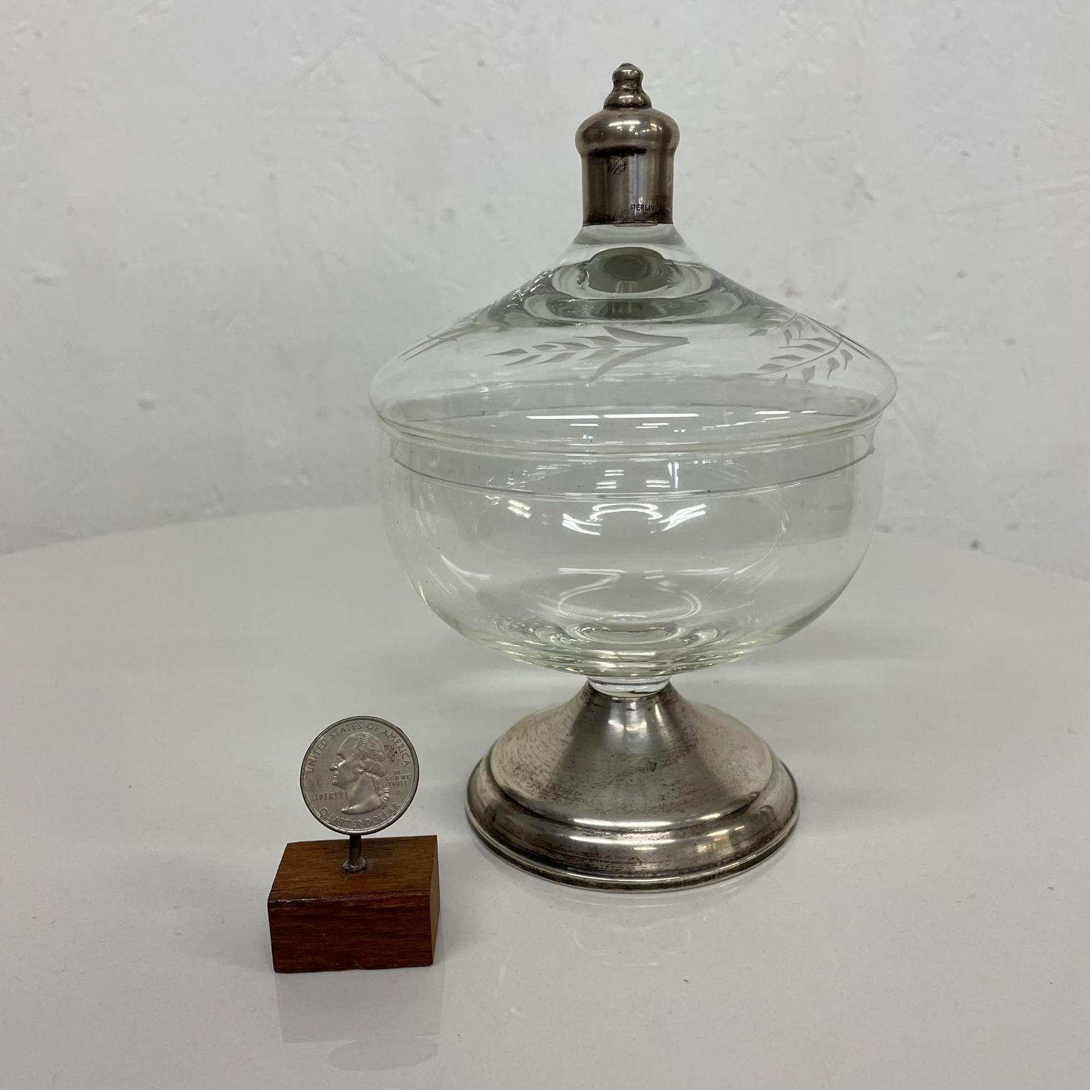 1950s Sterling Silver Glass Covered Candy Dish Maurice Duchin New York  For Sale 1