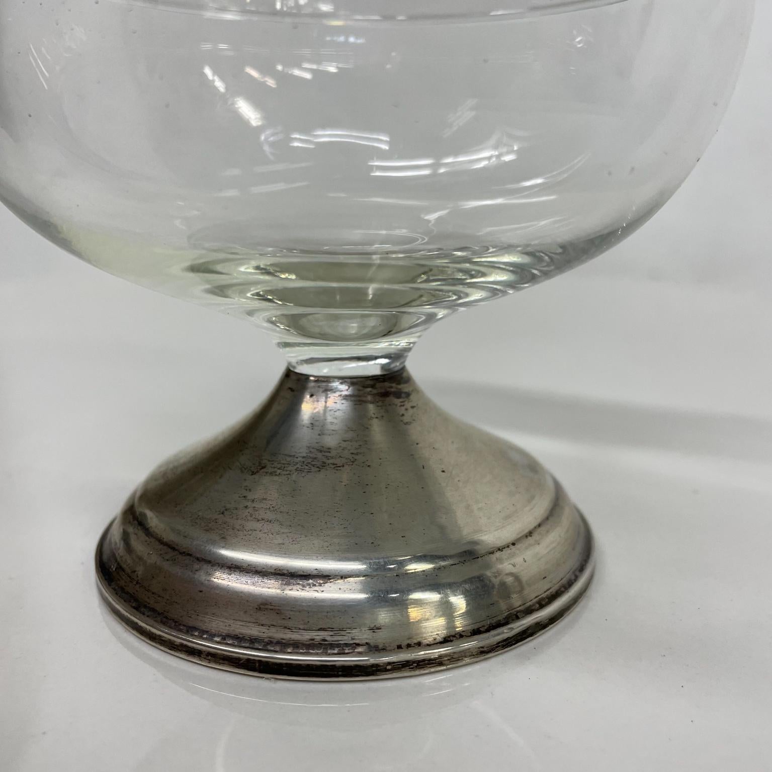 Mid-Century Modern 1950s Sterling Silver Glass Covered Candy Dish Maurice Duchin New York  For Sale