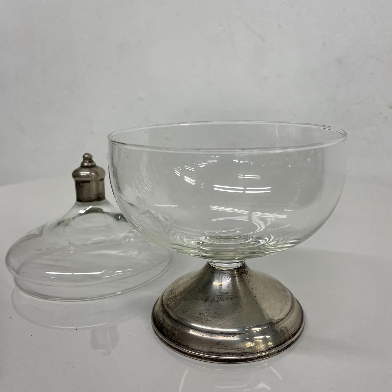 1950s Sterling Silver Glass Covered Candy Dish Maurice Duchin New York  In Good Condition For Sale In Chula Vista, CA