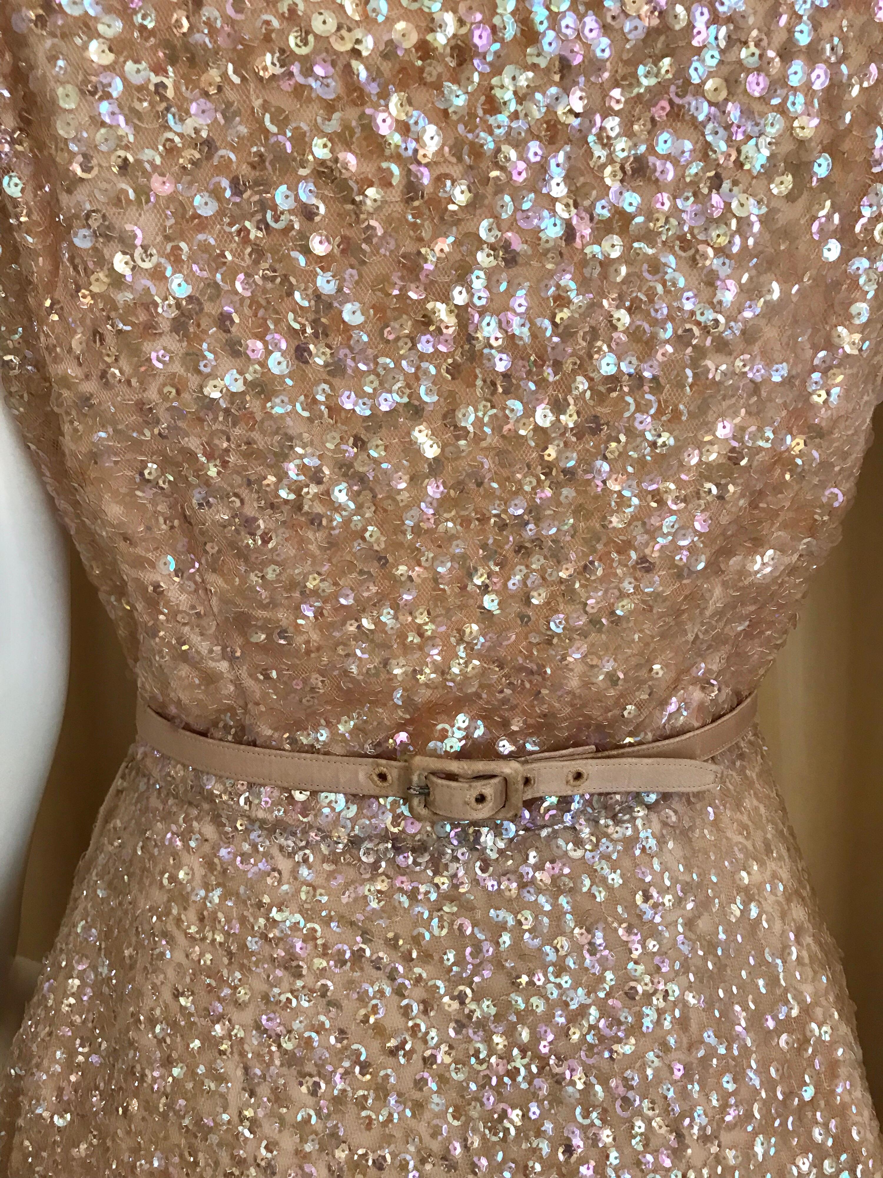 1950s Maurice Rentner Sequin Cocktail Dress For Sale 3