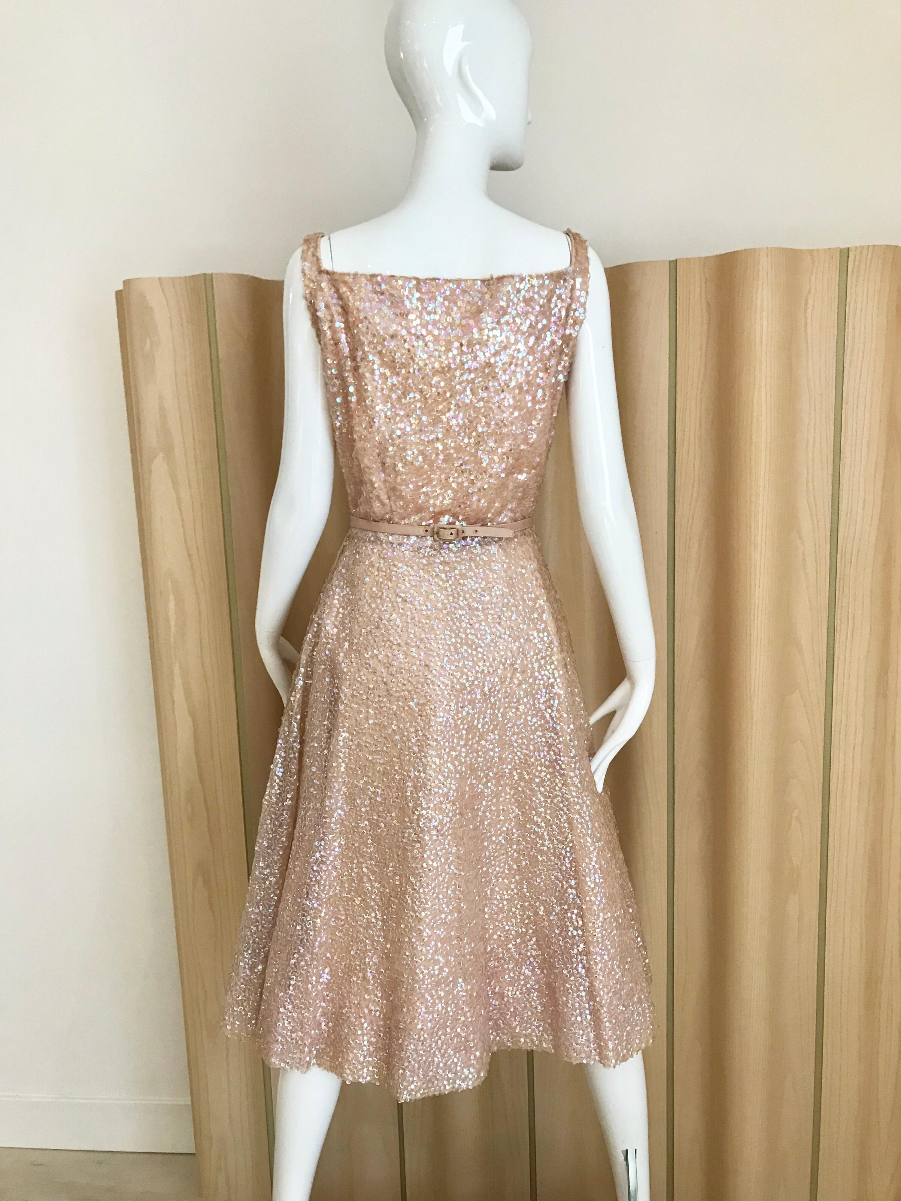 1950s Maurice Rentner Sequin Cocktail Dress In Good Condition For Sale In Beverly Hills, CA