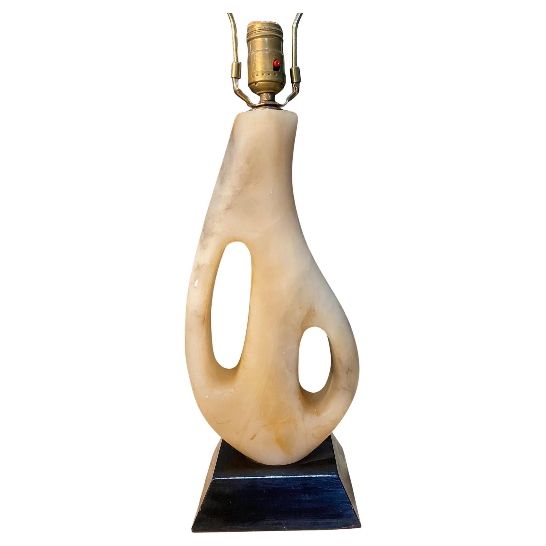1950's Maurizio Tempestini Biomorphic Alabaster Table Lamp For Sale