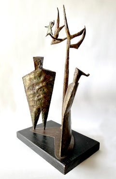 Scultura figurativa modernista americana in ottone saldato del 1950 Max Finkelstein