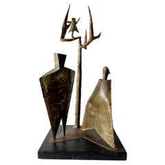 1950s Max Finkelstein American Modernist Welded Brass Figurative Sculpture