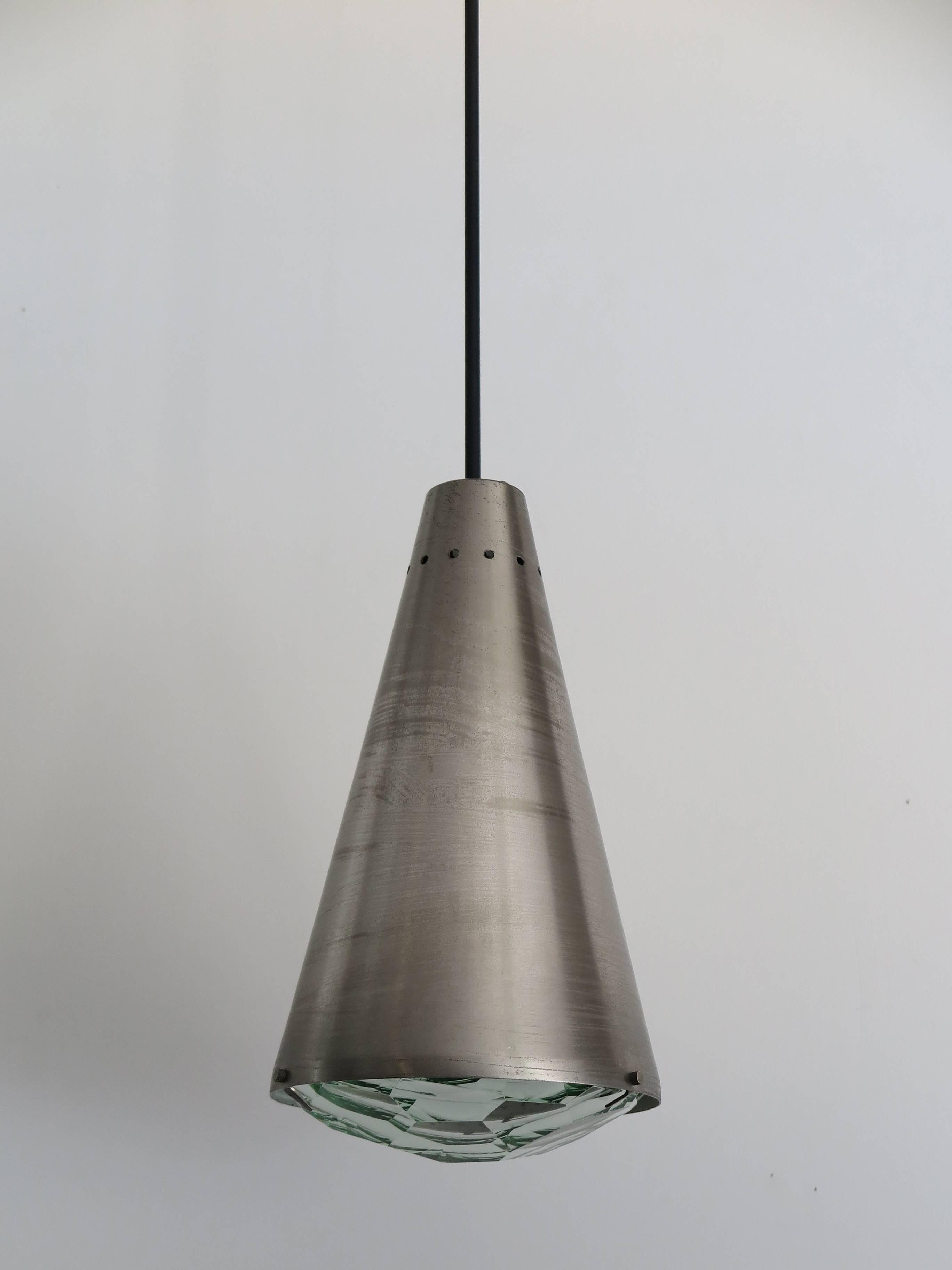 Polished 1950s Max Ingrand for Fontana Arte Mid-Century Modern Pendant Lamp Model, 1955