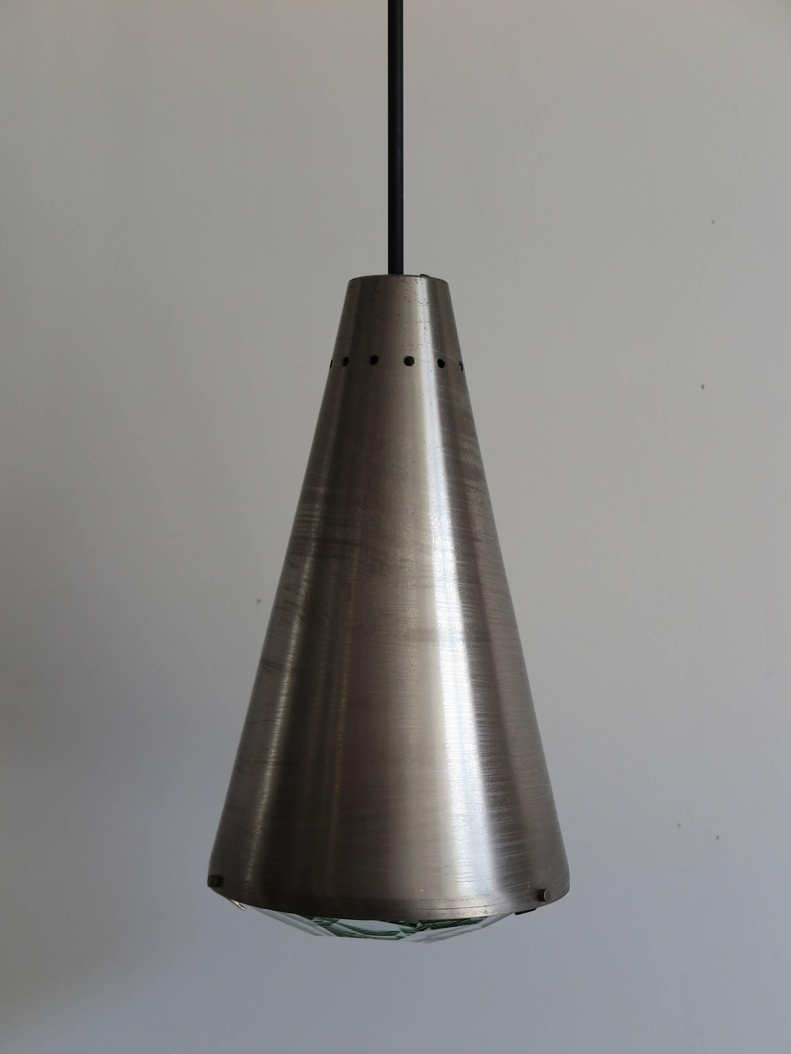 Metal 1950s Max Ingrand for Fontana Arte Mid-Century Modern Pendant Lamp Model, 1955
