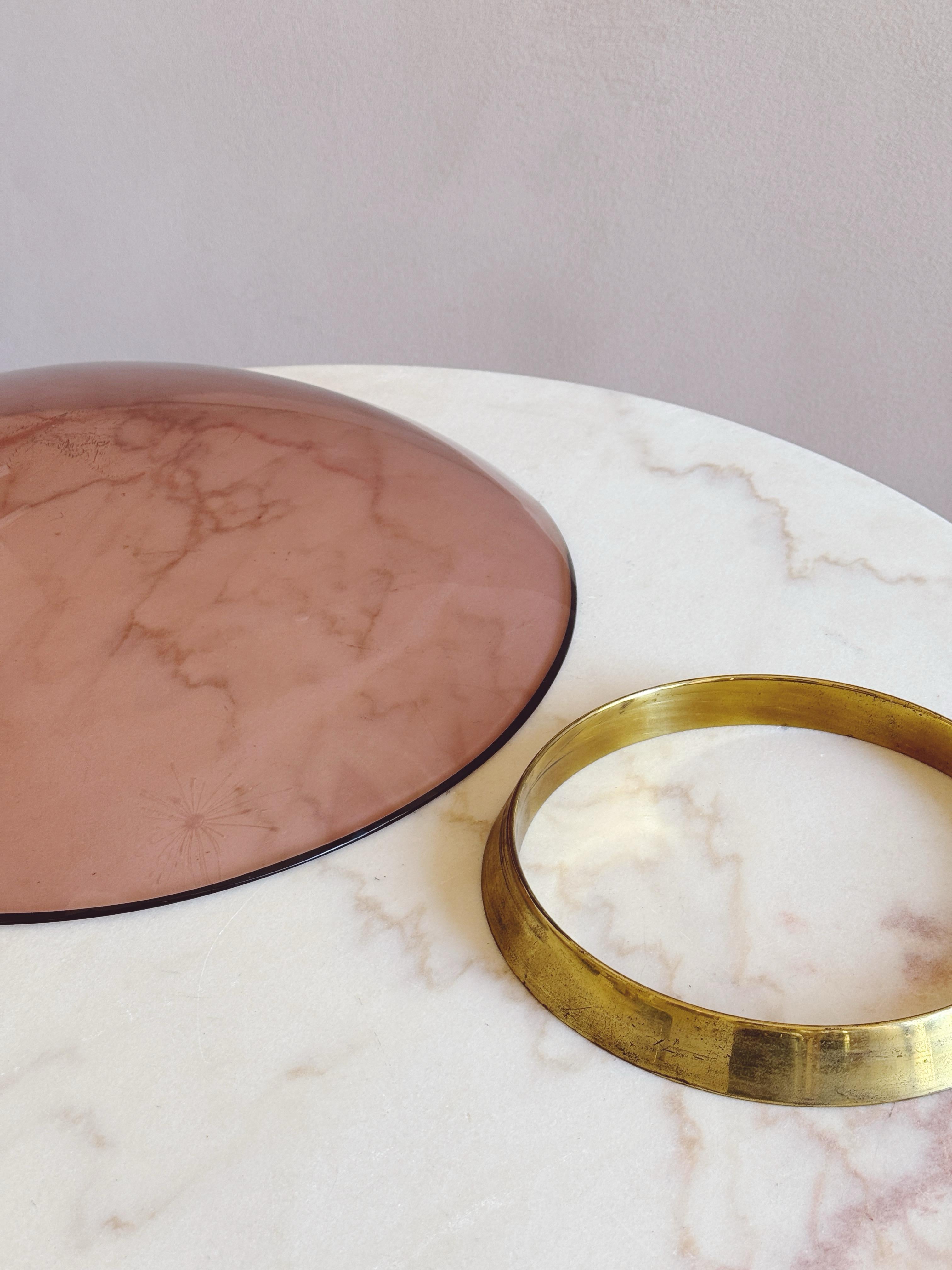 XX secolo Centrotavola in vetro rosa anni '50 Max Ingrand per Fontana Arte in vendita