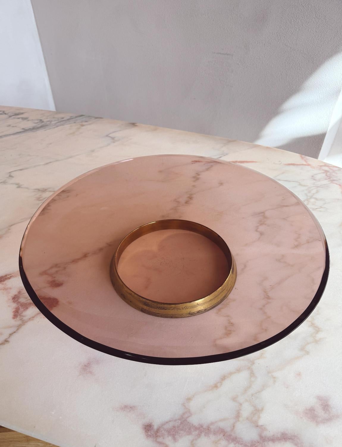 Vetro Centrotavola in vetro rosa anni '50 Max Ingrand per Fontana Arte in vendita