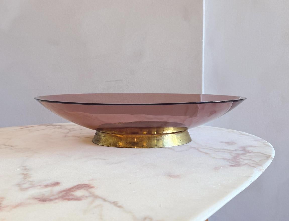 Centrotavola in vetro rosa anni '50 Max Ingrand per Fontana Arte in vendita 1
