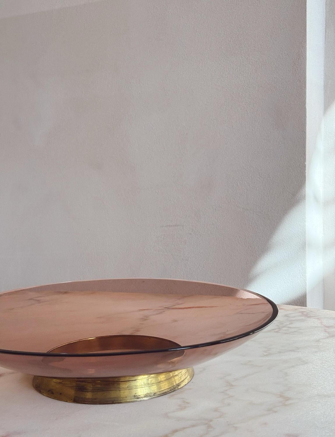 Centrotavola in vetro rosa anni '50 Max Ingrand per Fontana Arte in vendita 3