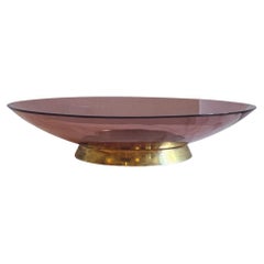 Centrotavola in vetro rosa anni '50 Max Ingrand per Fontana Arte
