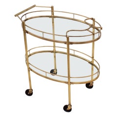 1950s Maxwell Phillips Solid Brass Signed Bar Cart