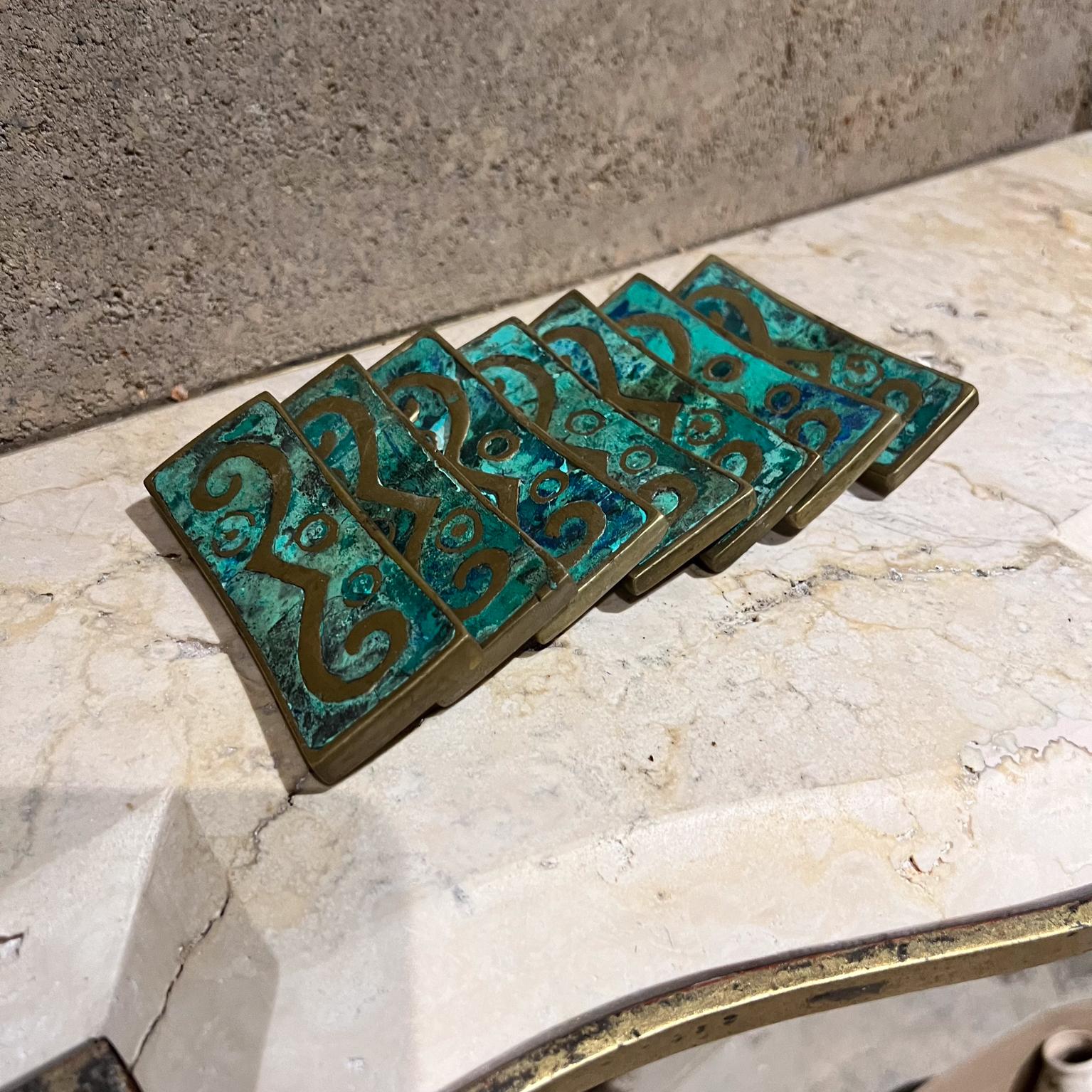 1950s Pepe Mendoza Mayan Revival Malachite Pulls Set of 7 2