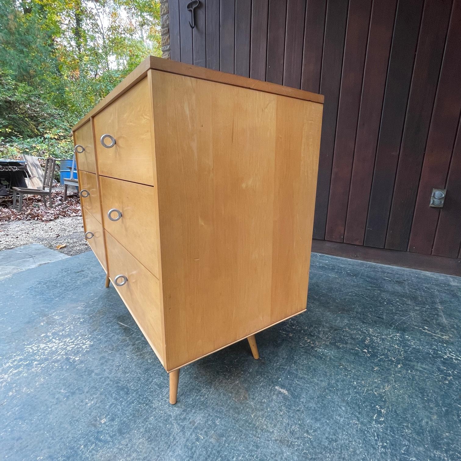 Mid-Century Modern 1950s McCobb Planner Group 6-Drawer Dresser Blonde Farmhouse Spartan For Sale
