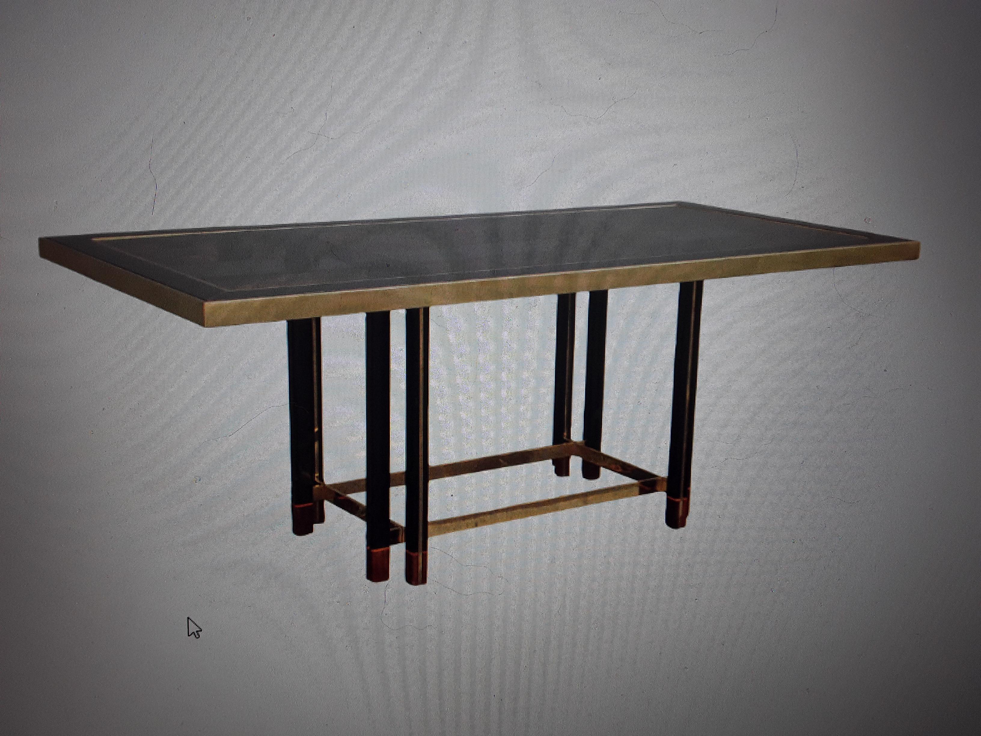 1950's MCM Brass/ Macassar Ebony/ Bronze Toned Glass Dining Table by Roman Spa For Sale 9