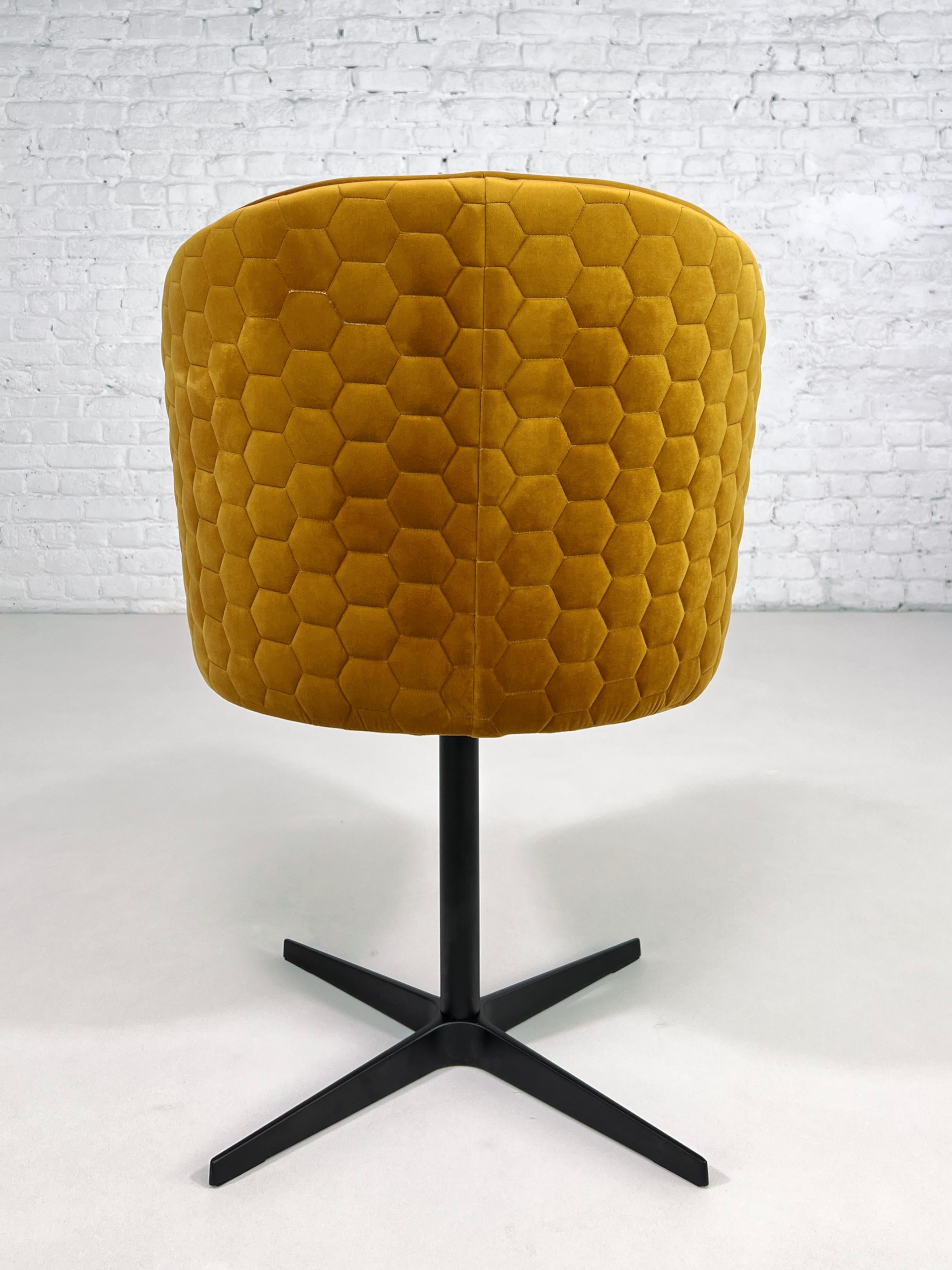 Contemporary 1950s MCM Design Style Velvet And Black Lacquered Metal Swivel Chair For Sale