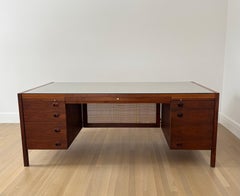 1950's MCM Edward Wormley for Dunbar Large Executive Desk - Walnut & Rosewood
